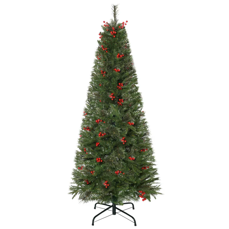 HOMCOM 1.5m Christmas Tree Slim 5' with Berries - Image 11