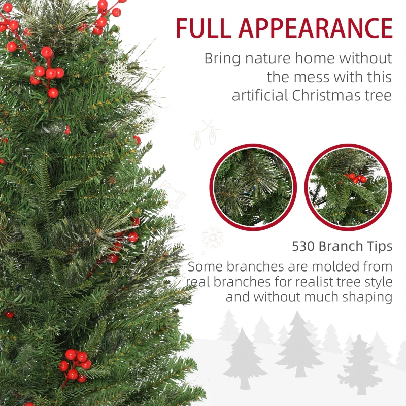 HOMCOM 1.5m Christmas Tree Slim 5' with Berries - Image 5