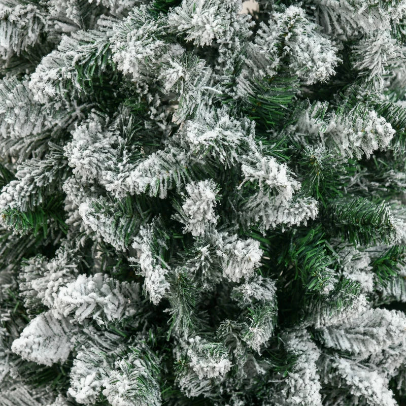 HOMCOM Christmas Tree Snow Flocked Slim 5' with Pinewood Base - Image 9