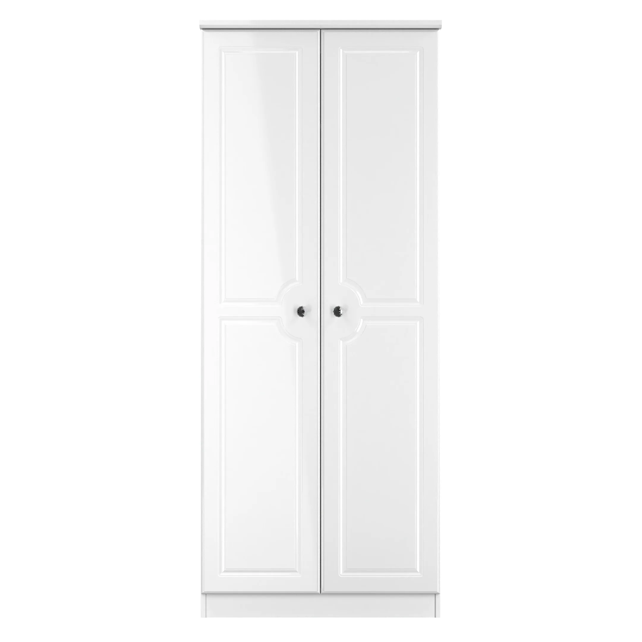 Clarence Ready Assembled 2 Door Wardrobe in White Gloss & White - Image 2