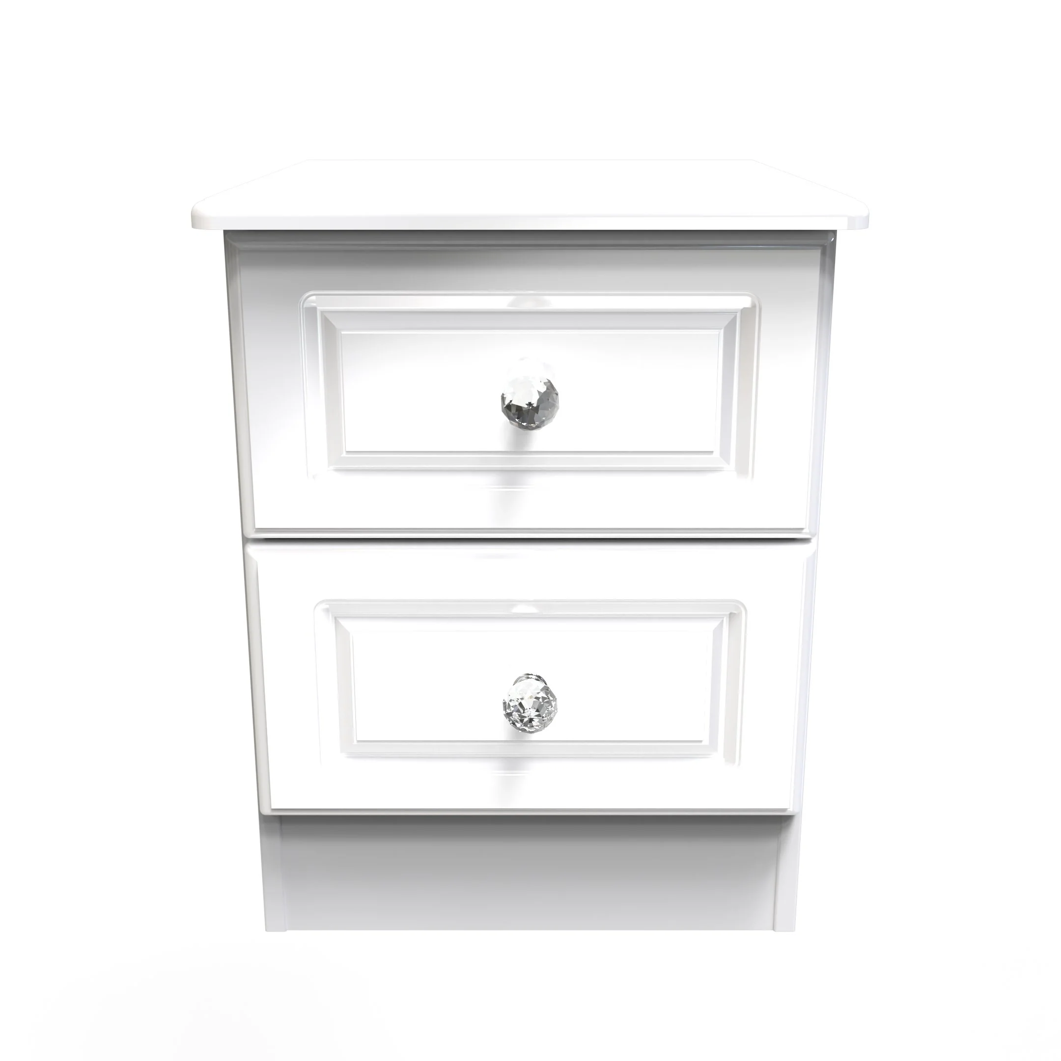 Clarence Ready Assembled 2 Drawer Bedside Cabinet in White Gloss & White - Image 3