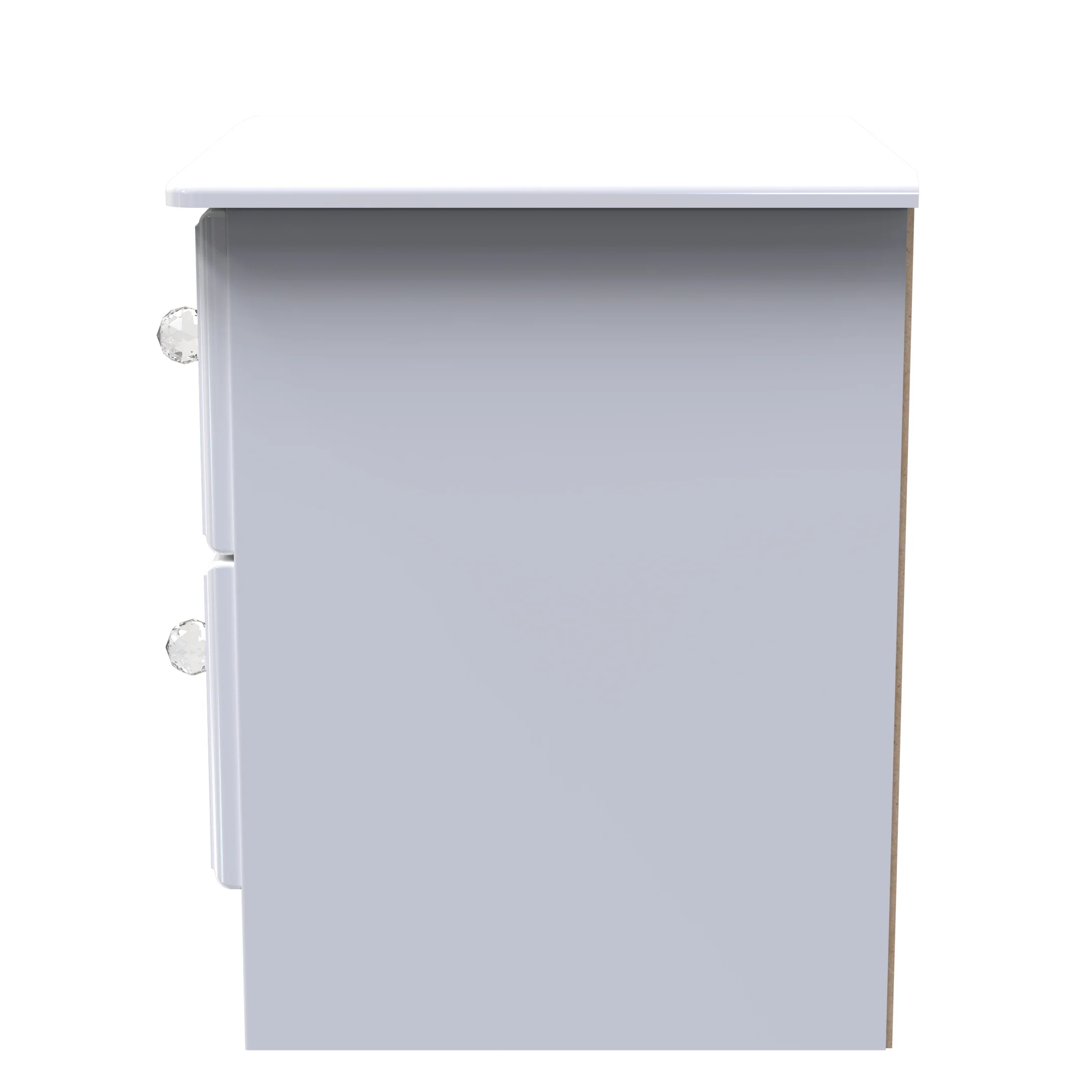 Clarence Ready Assembled 2 Drawer Bedside Cabinet in White Gloss & White - Image 4