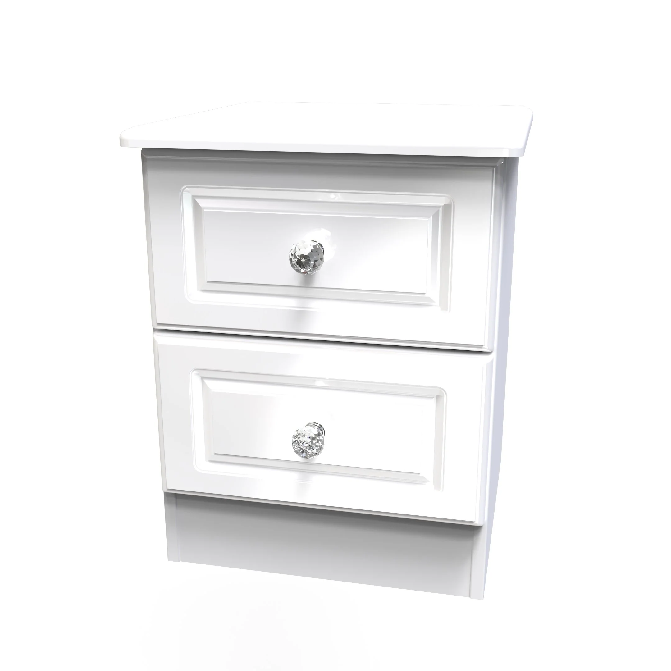 Clarence Ready Assembled 2 Drawer Bedside Cabinet in White Gloss & White - Image 7
