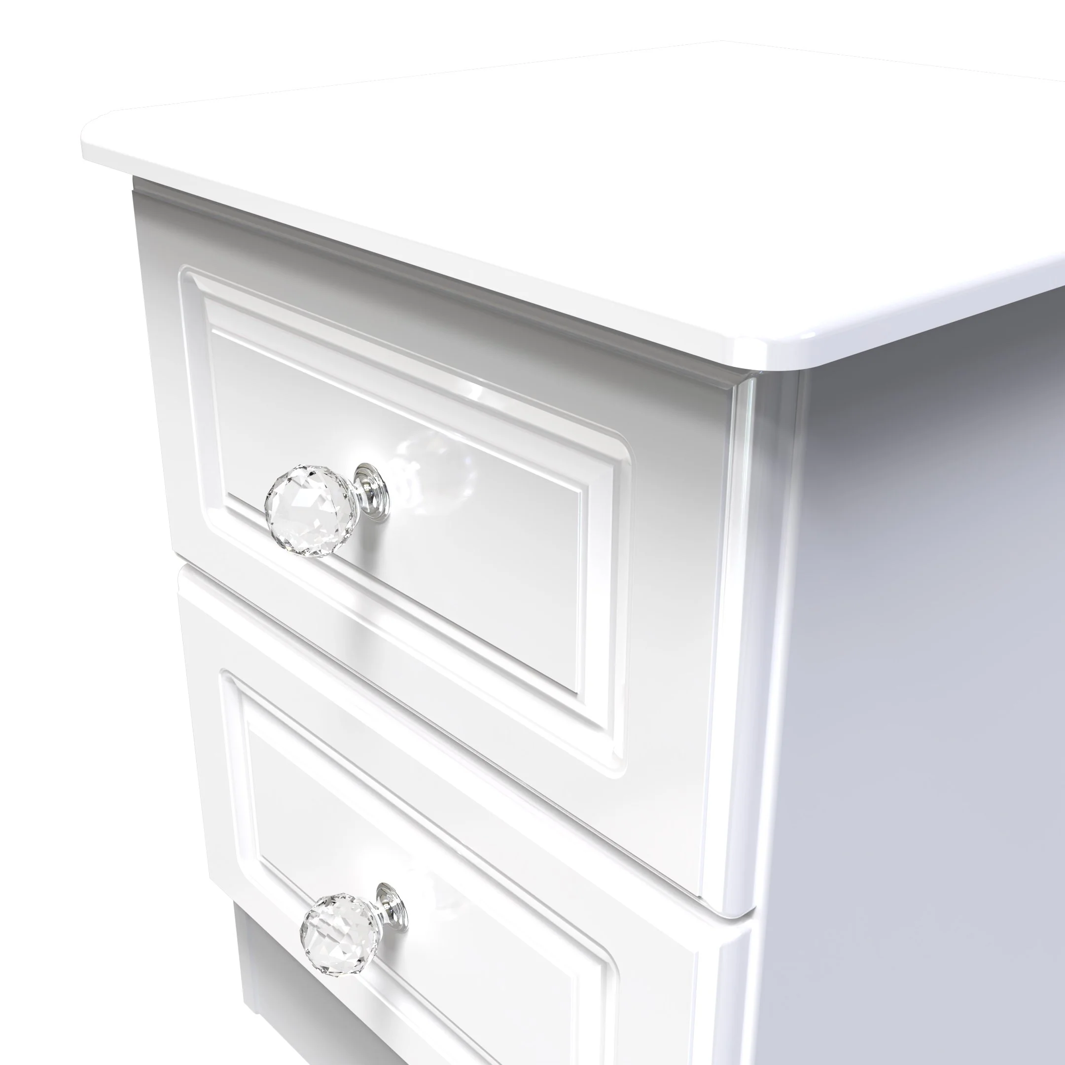 Clarence Ready Assembled 2 Drawer Bedside Cabinet in White Gloss & White - Image 9