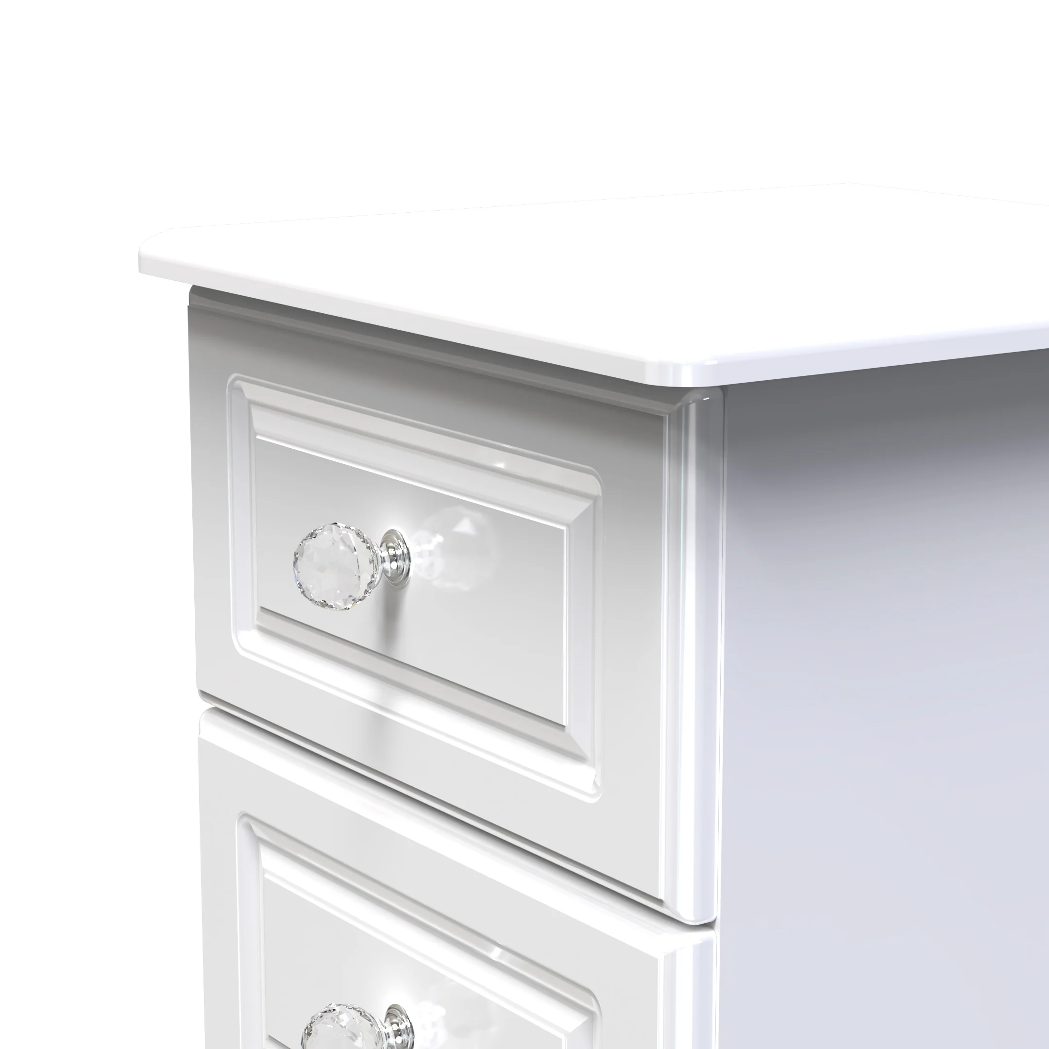 Clarence Ready Assembled 3 Drawer Bedside Cabinet in White Gloss & White - Image 4