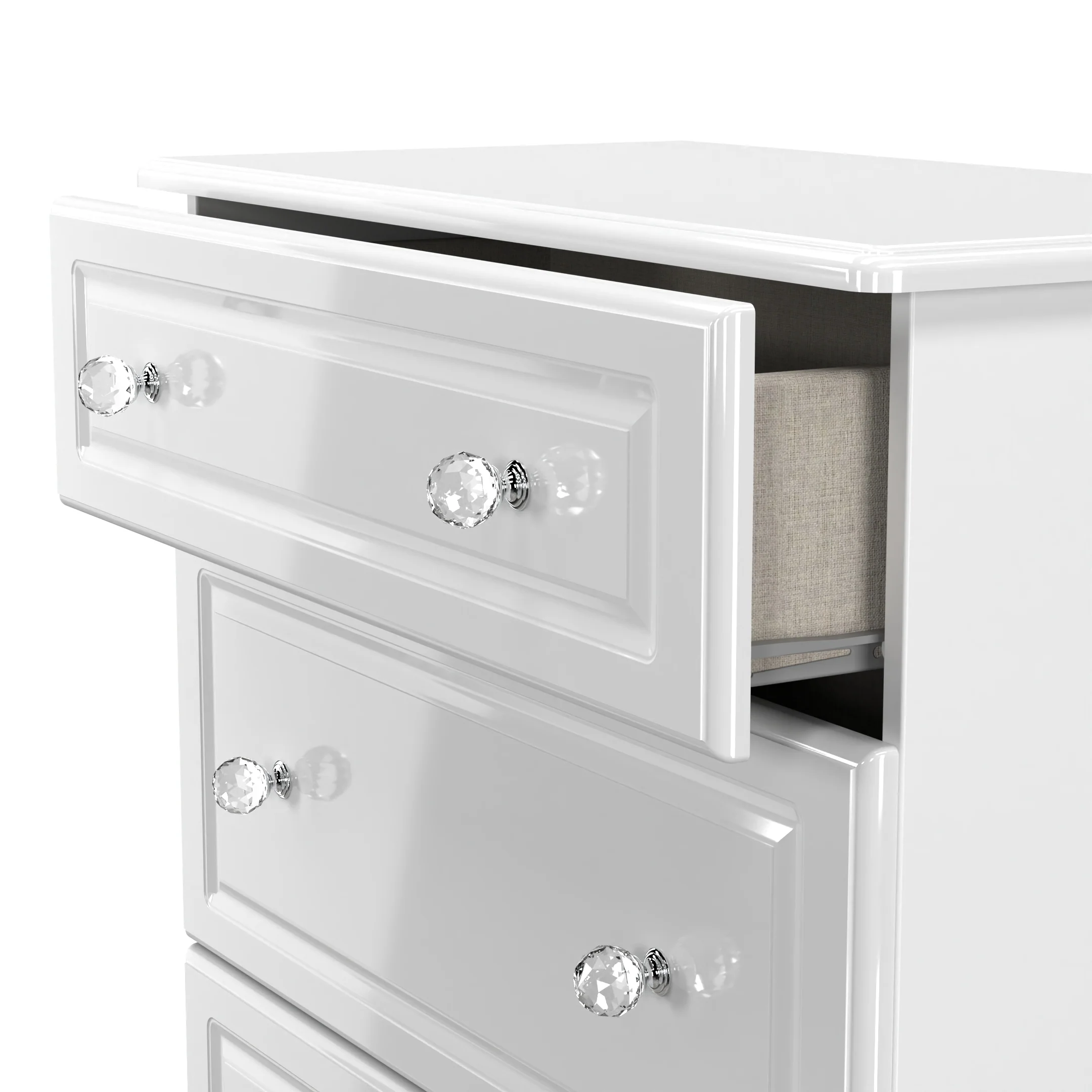 Clarence Ready Assembled 3 Drawer Deep Chest in White Gloss & White - Image 6