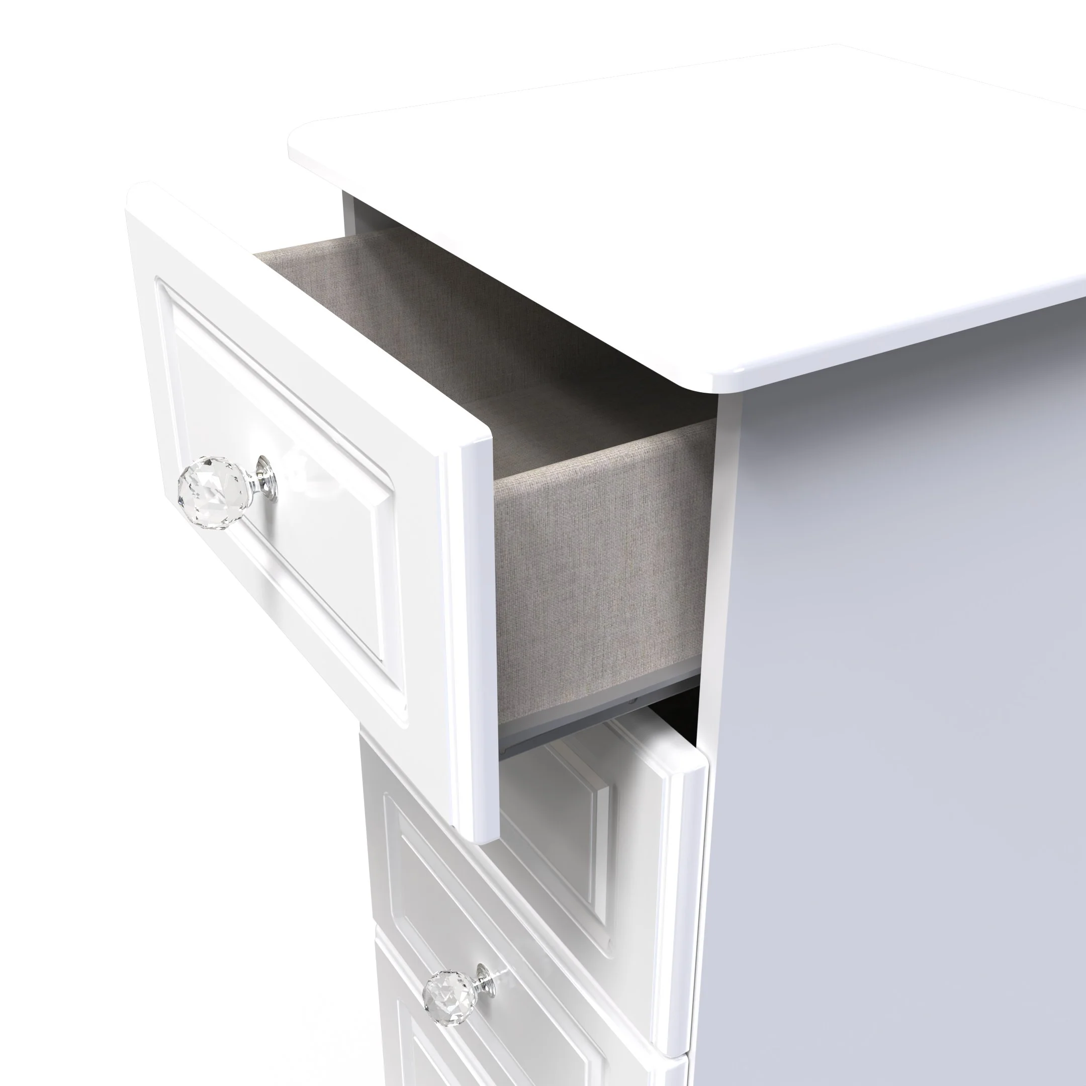 Clarence Ready Assembled 5 Drawer Tallboy in White Gloss & White - Image 10