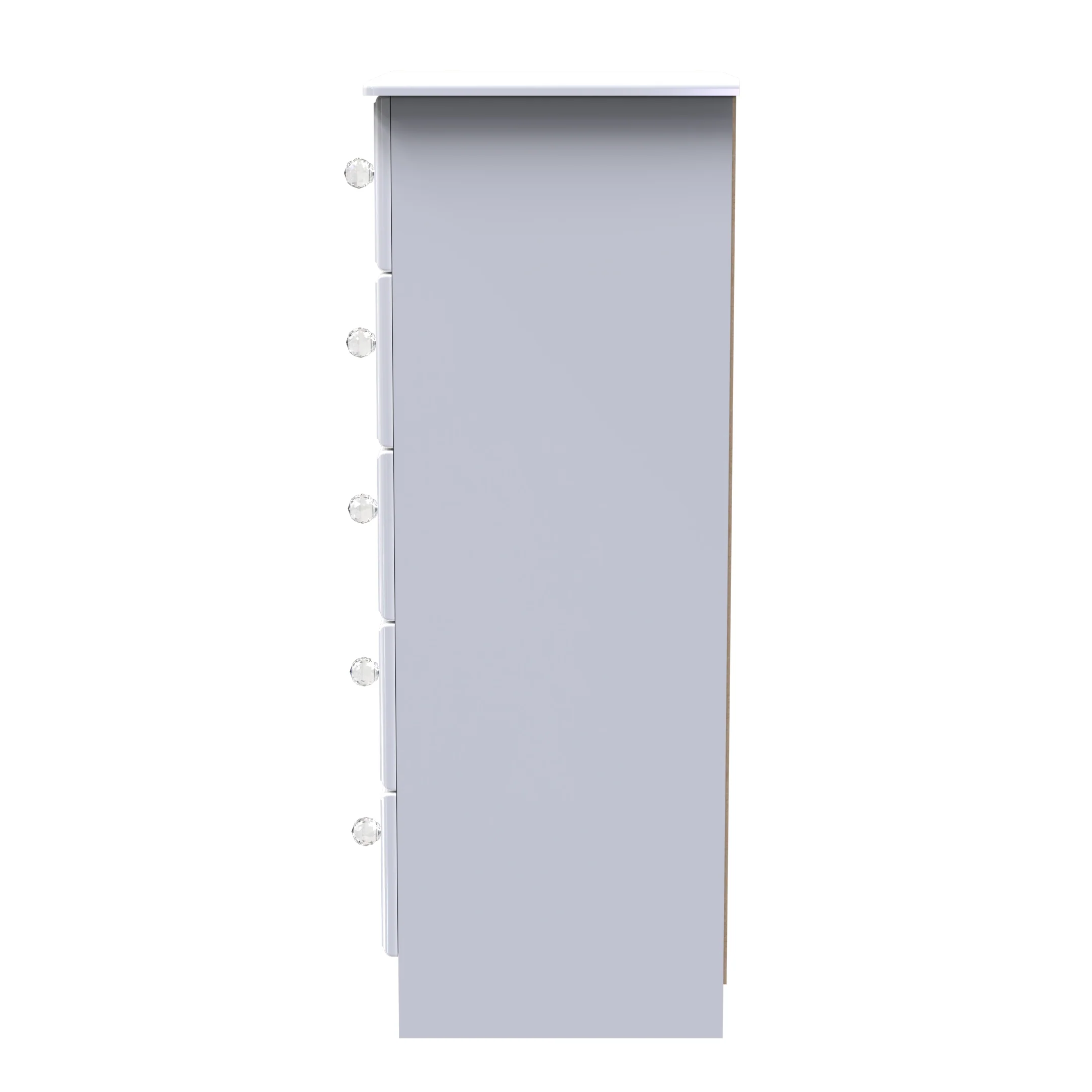 Clarence Ready Assembled 5 Drawer Tallboy in White Gloss & White - Image 3