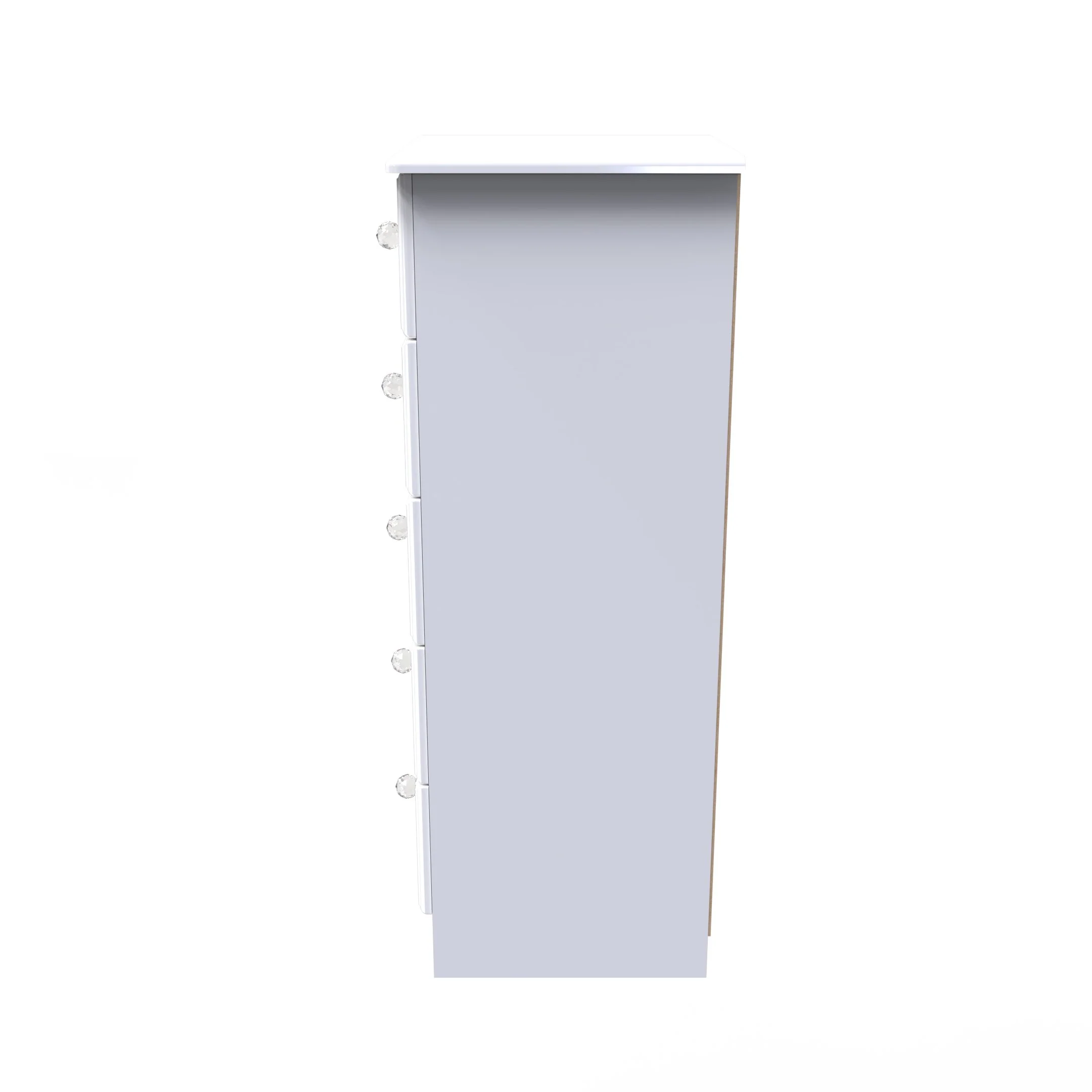 Clarence Ready Assembled 5 Drawer Tallboy in White Gloss & White - Image 4