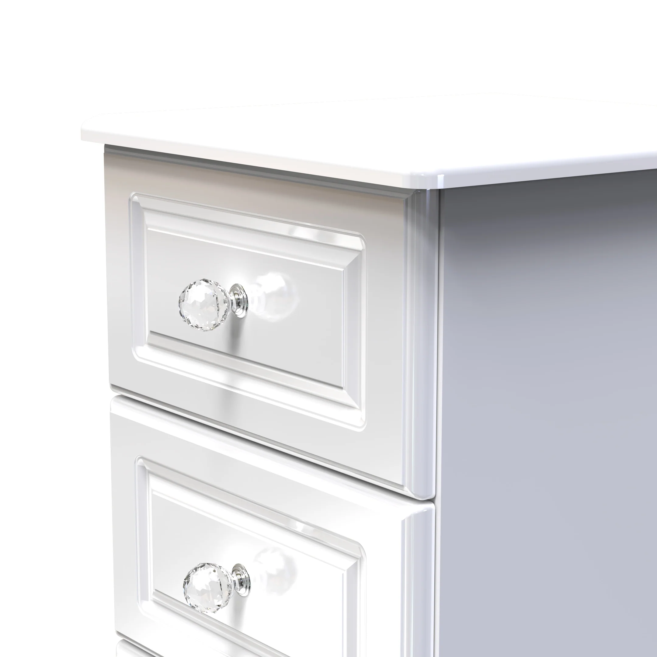Clarence Ready Assembled 5 Drawer Tallboy in White Gloss & White - Image 7