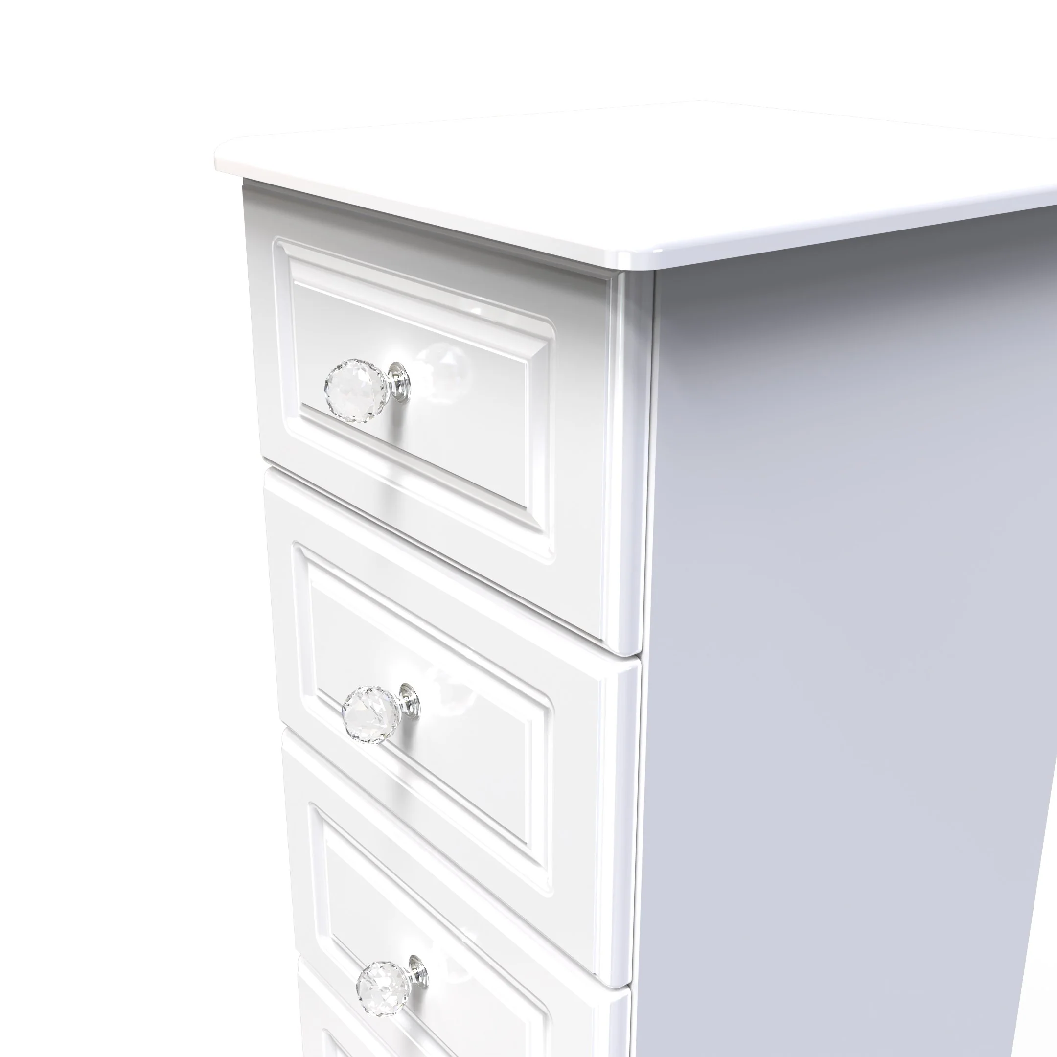 Clarence Ready Assembled 5 Drawer Tallboy in White Gloss & White - Image 8