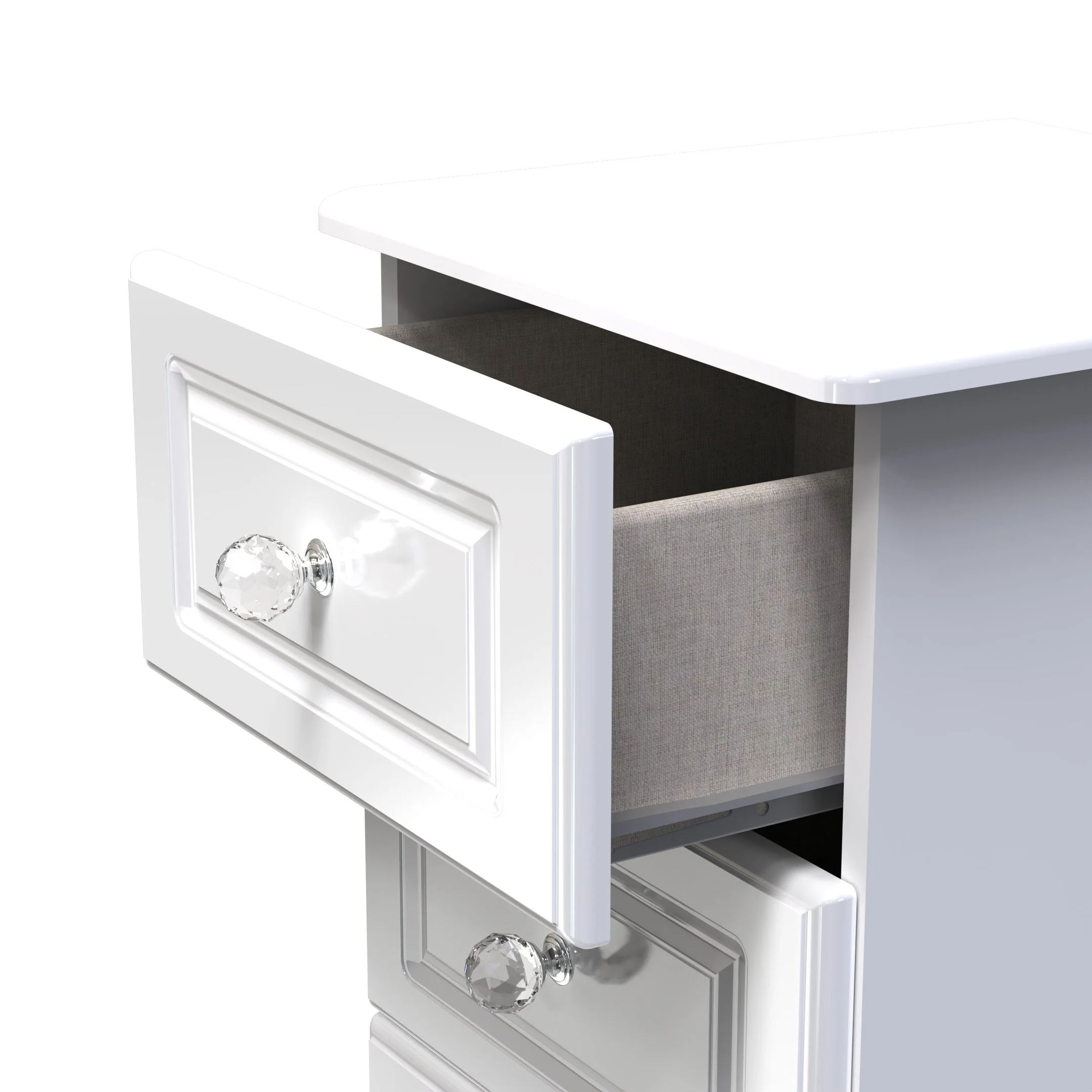 Clarence Ready Assembled 5 Drawer Tallboy in White Gloss & White - Image 9