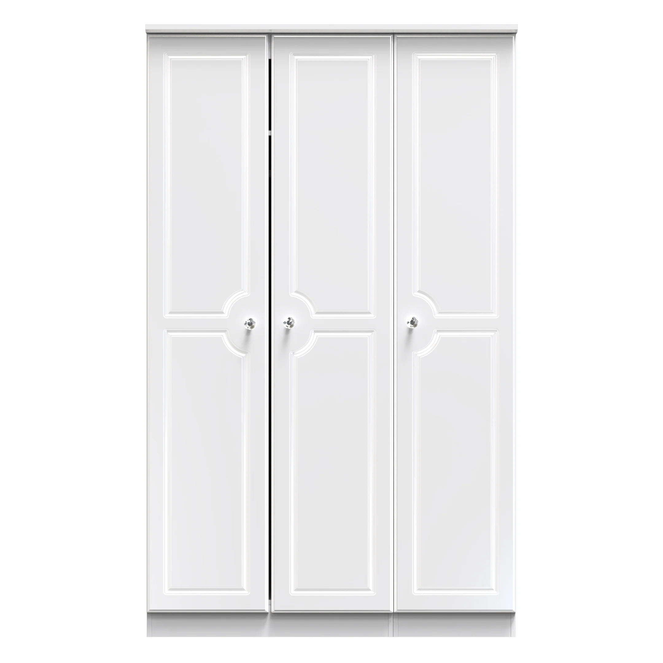 Clarence Ready Assembled Triple Plain Wardrobe in White Gloss & White