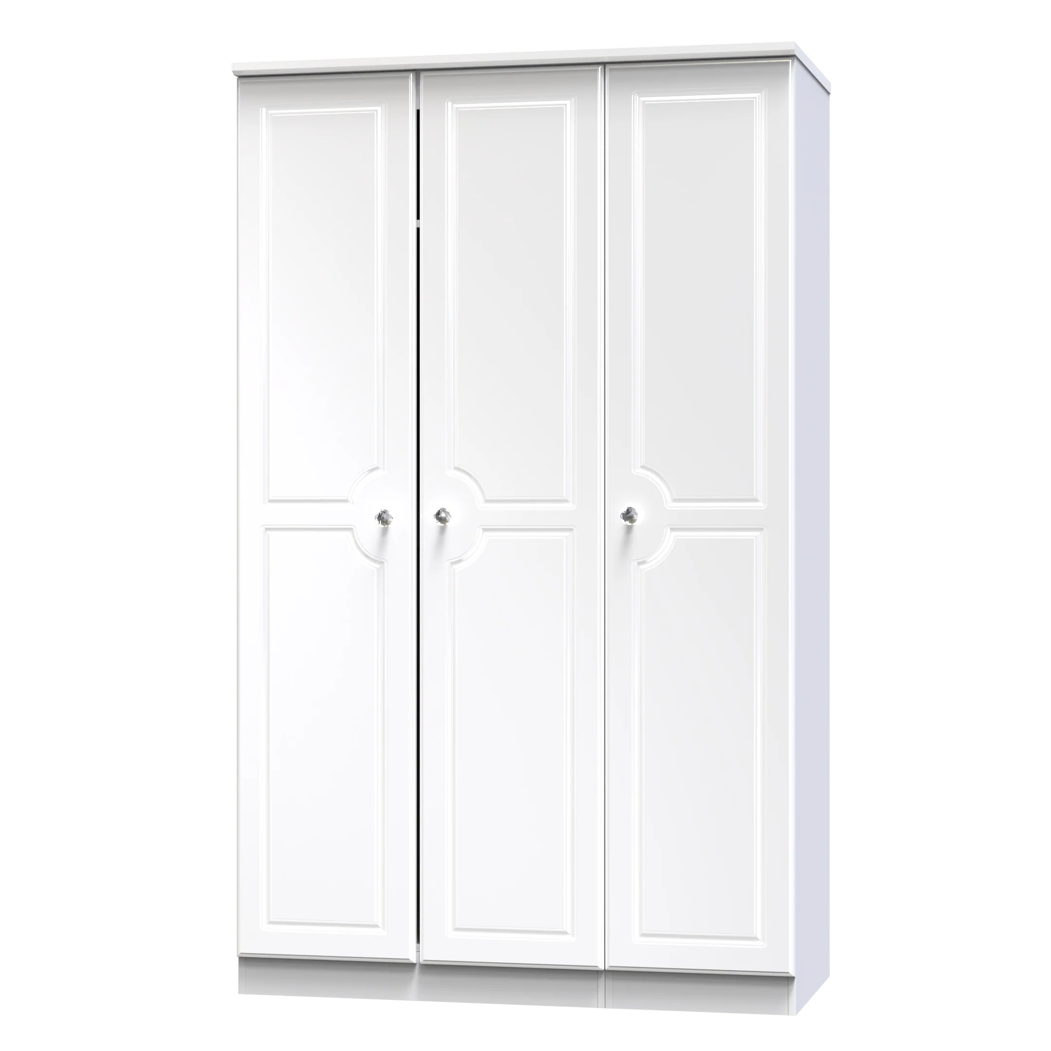 Clarence Ready Assembled Triple Plain Wardrobe in White Gloss & White - Image 3