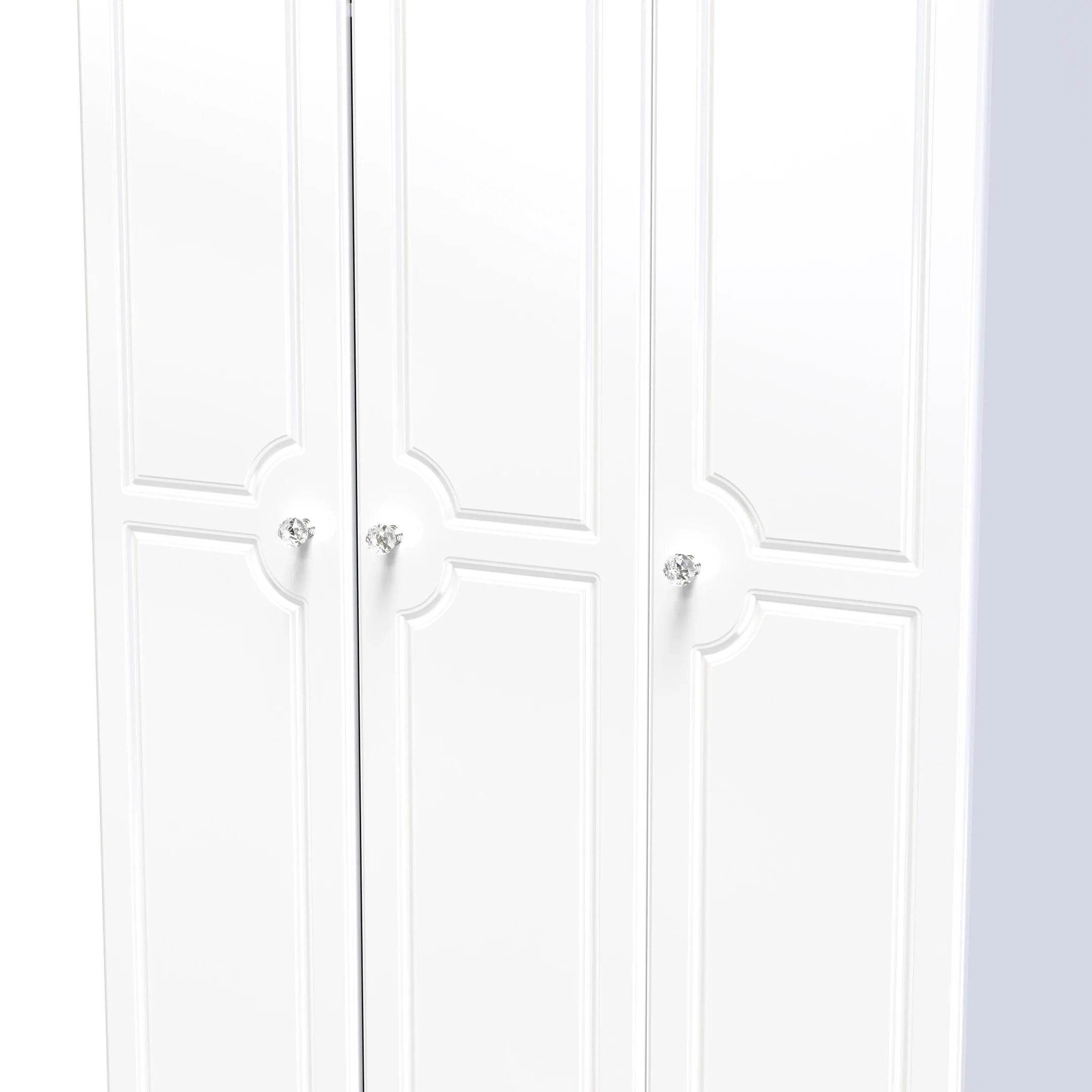 Clarence Ready Assembled Triple Plain Wardrobe in White Gloss & White - Image 4