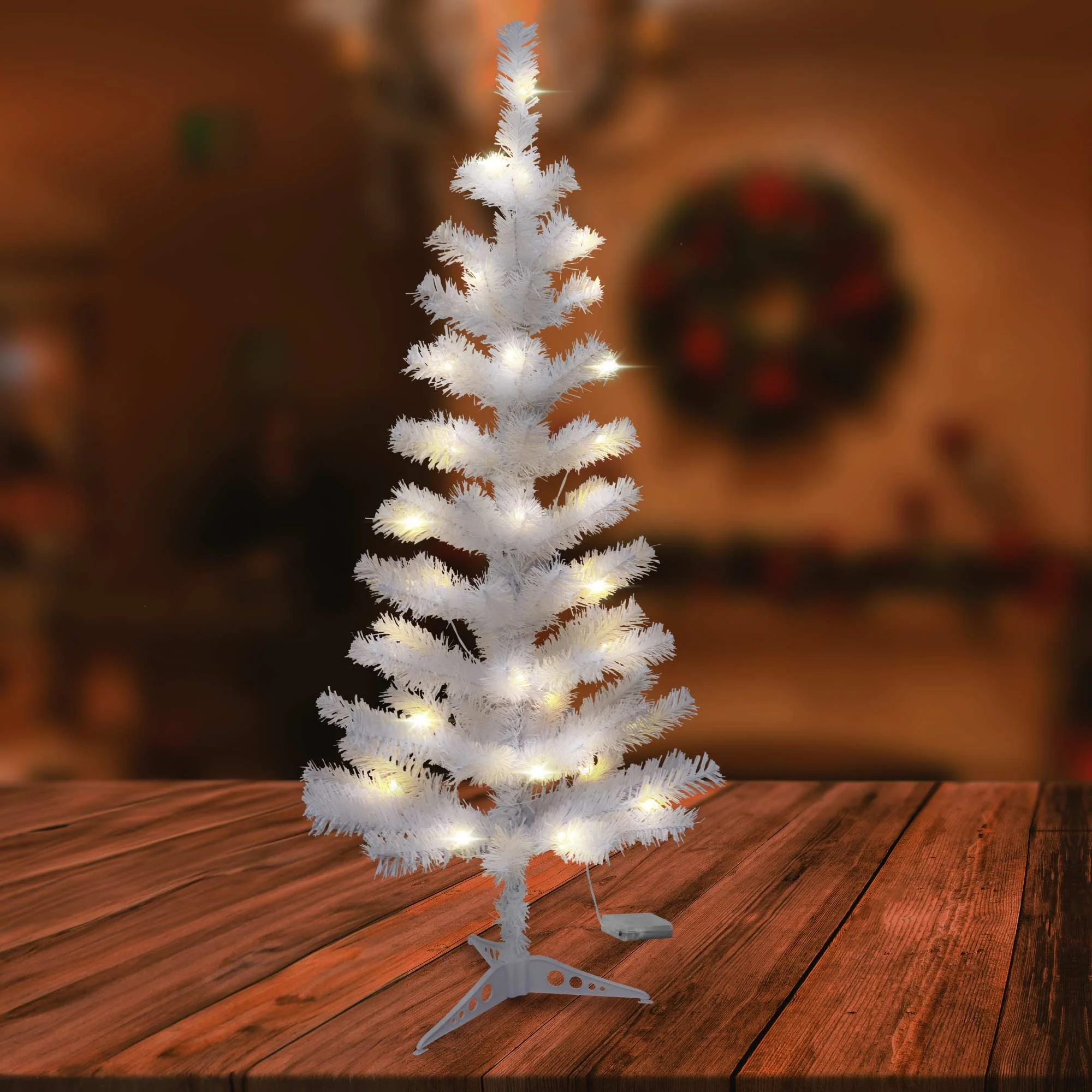 Christmas Sparkle Pre Lit Artificial Traditional Christmas Tree 3.5ft with White LED Lights - Image 2