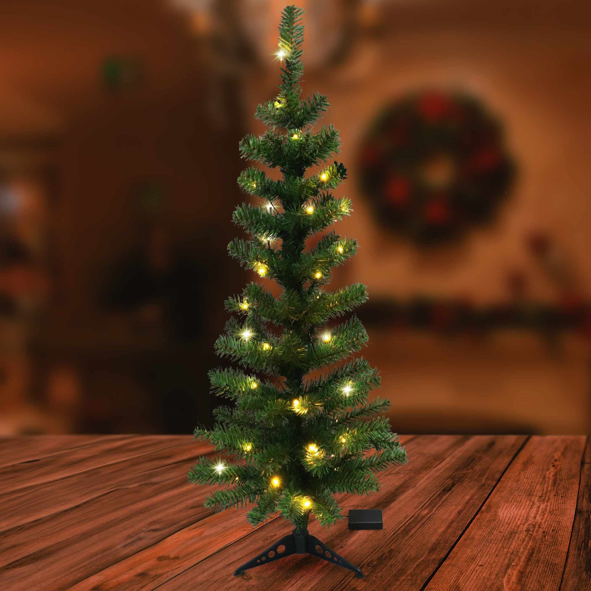 Christmas Sparkle Pre Lit Artificial Traditional Christmas Tree 3.5ft with Warm White LED Lights - Image 3