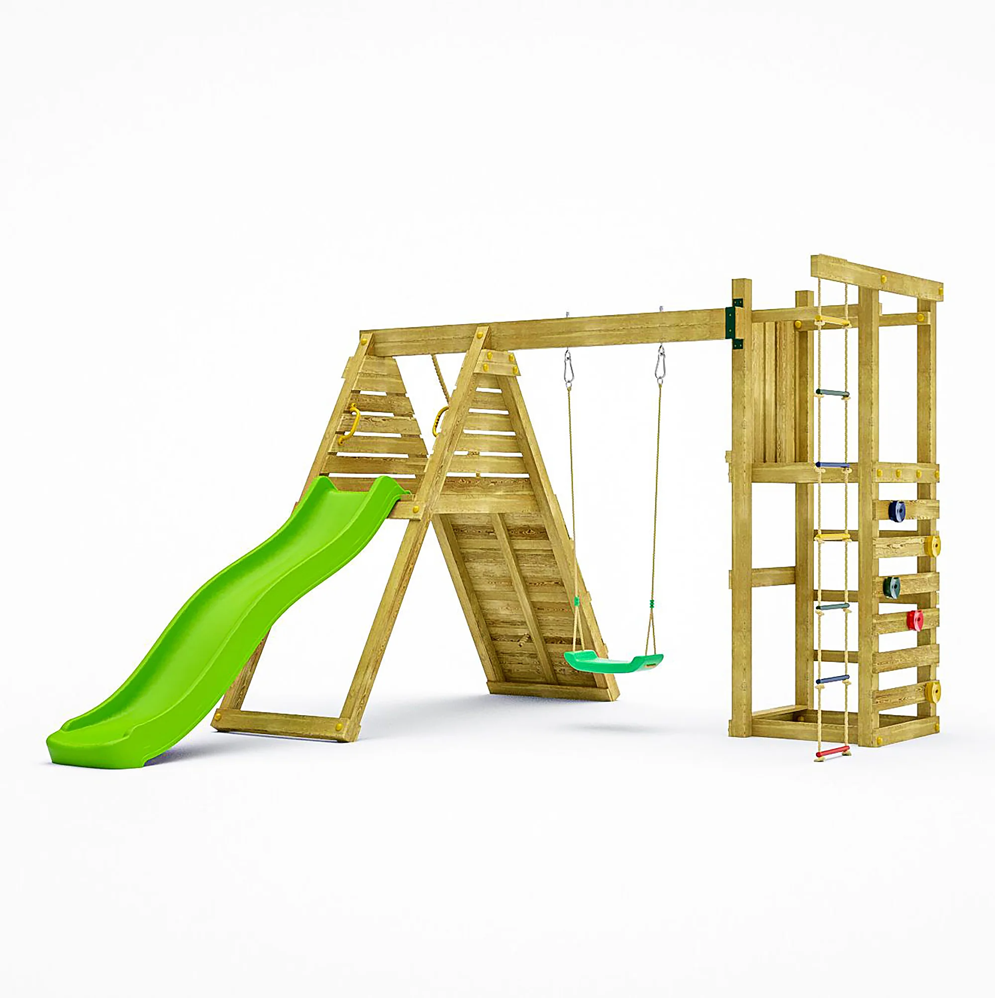 Climber Playfort - Wooden Climbing Frame With Swing And Slide