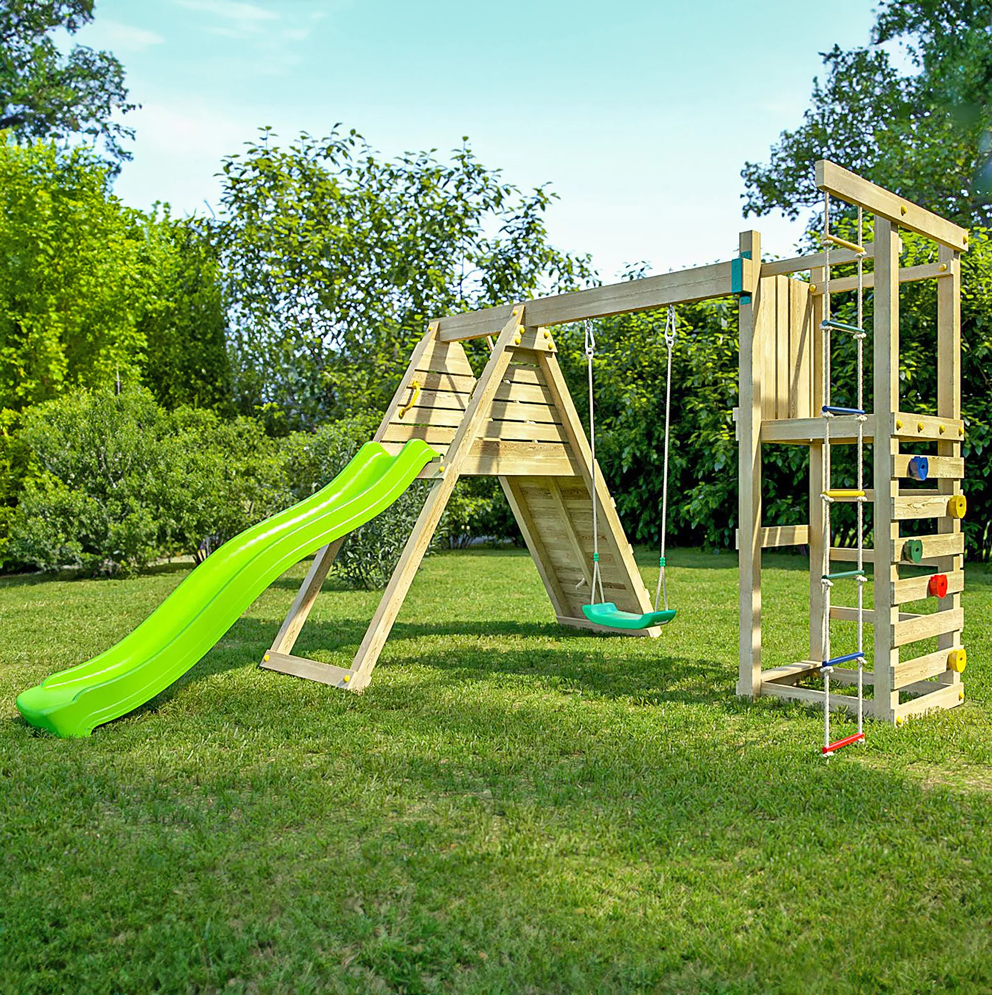 Climber Playfort - Wooden Climbing Frame With Swing And Slide - Image 2