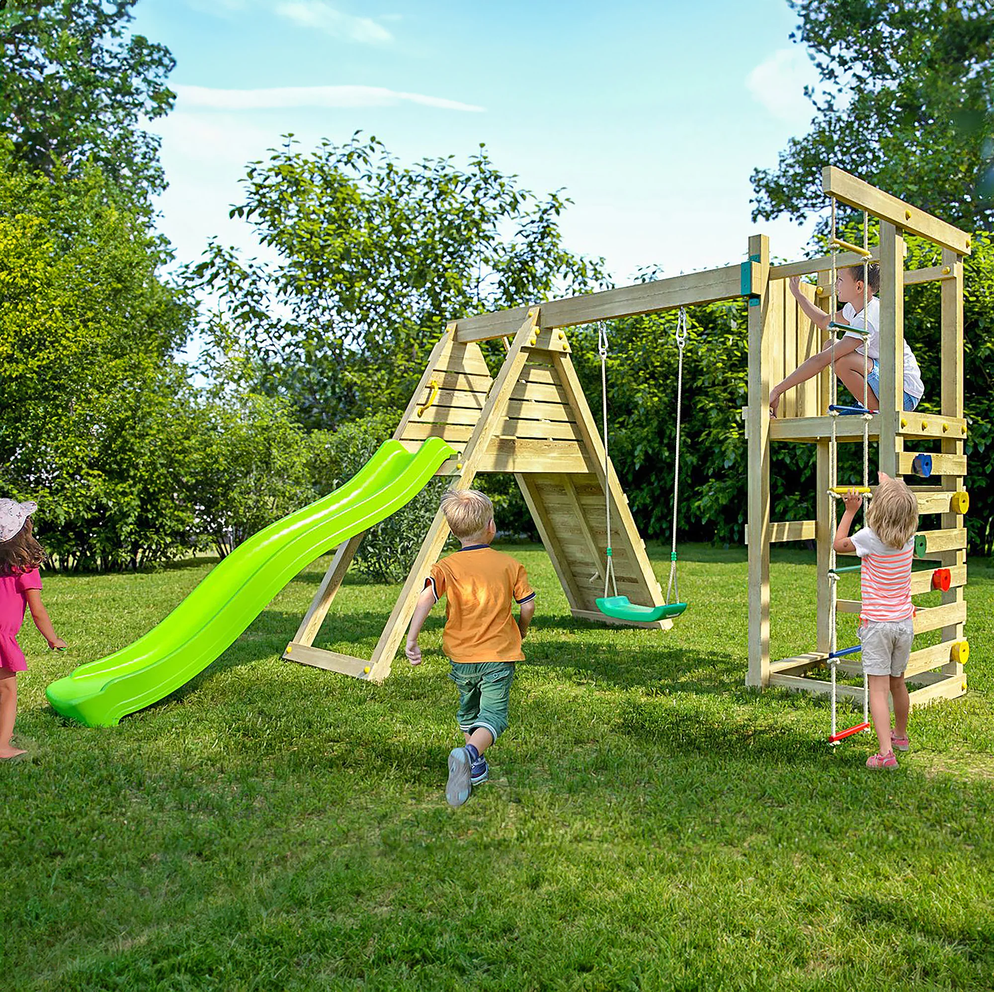 Climber Playfort - Wooden Climbing Frame With Swing And Slide - Image 4