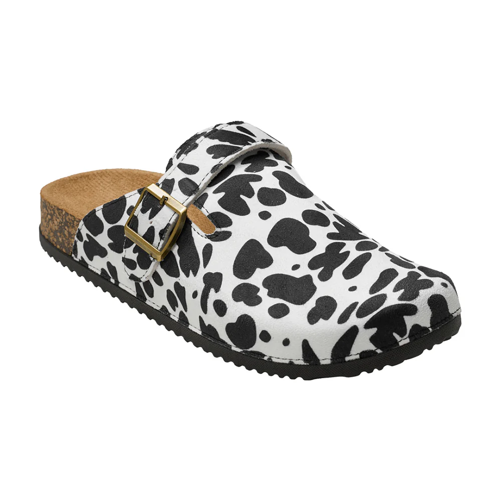 Closed-Toe Slip-On Mules Sandals - Cow Print - Image 6