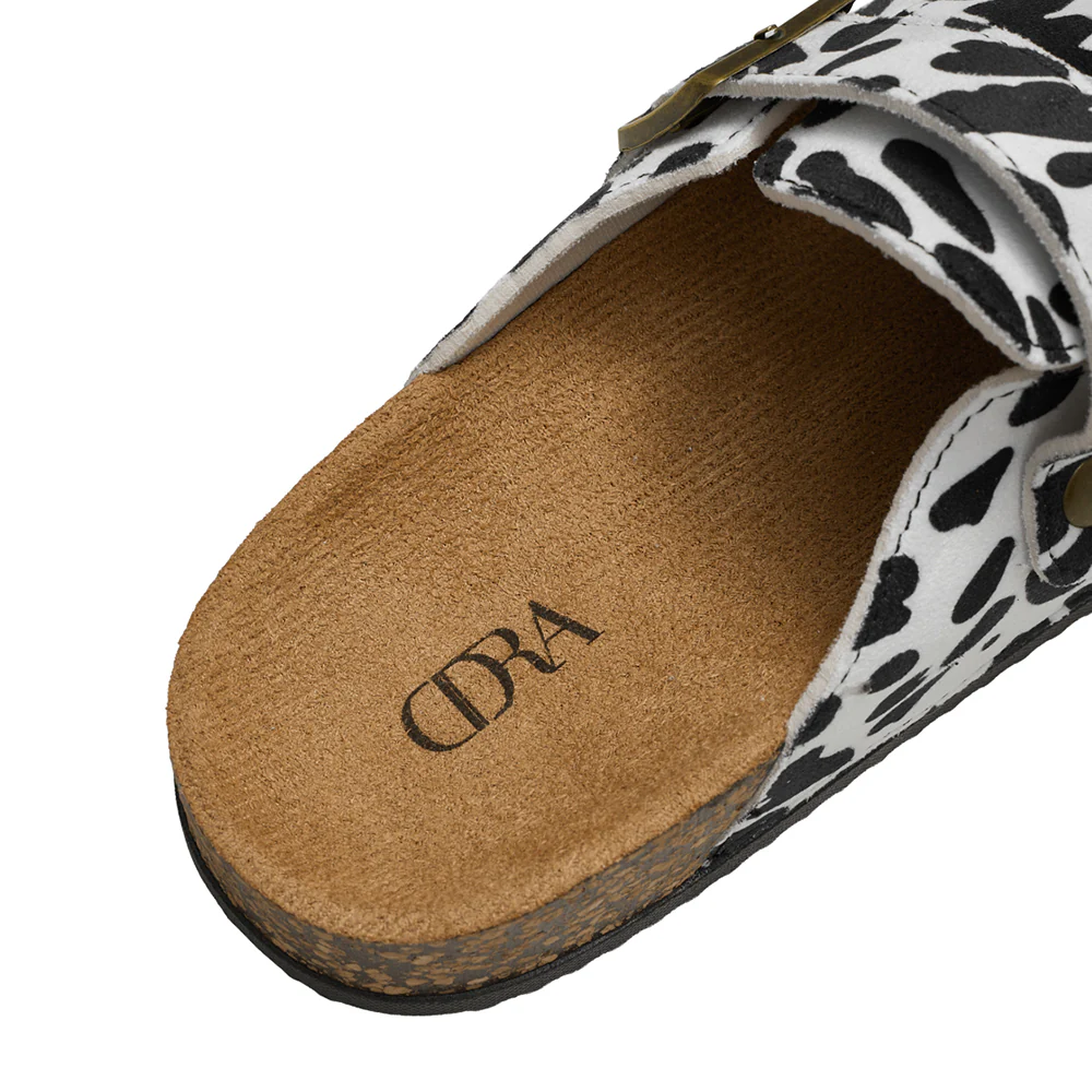 Closed-Toe Slip-On Mules Sandals - Cow Print - Image 8