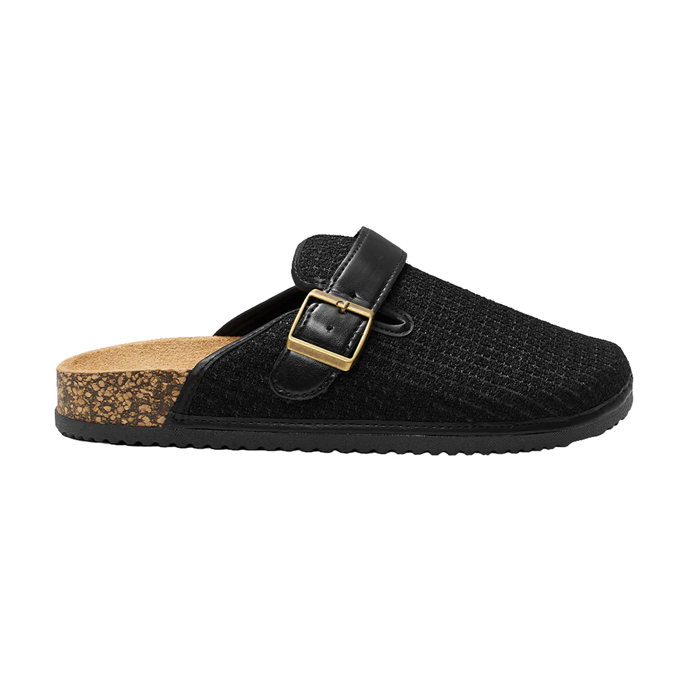 Closed-Toe Slip-On Mules Sandals - Black - Image 3