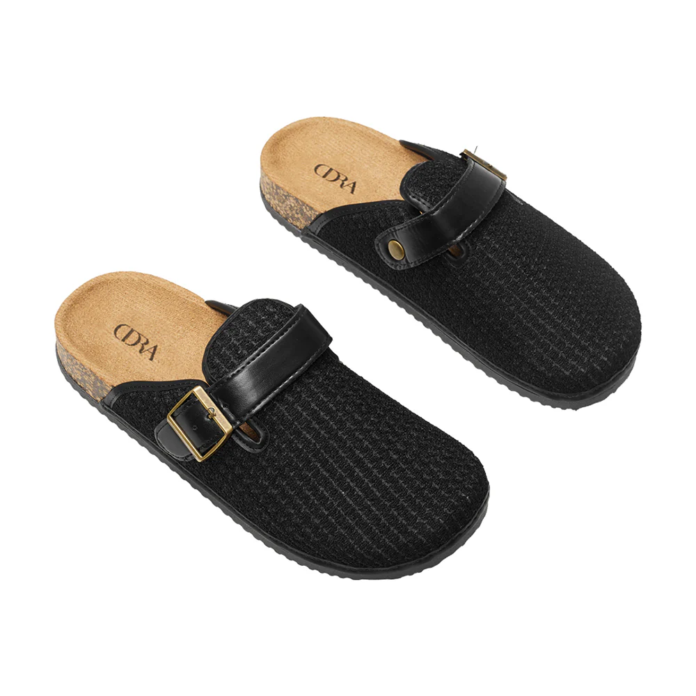 Closed-Toe Slip-On Mules Sandals - Black - Image 4