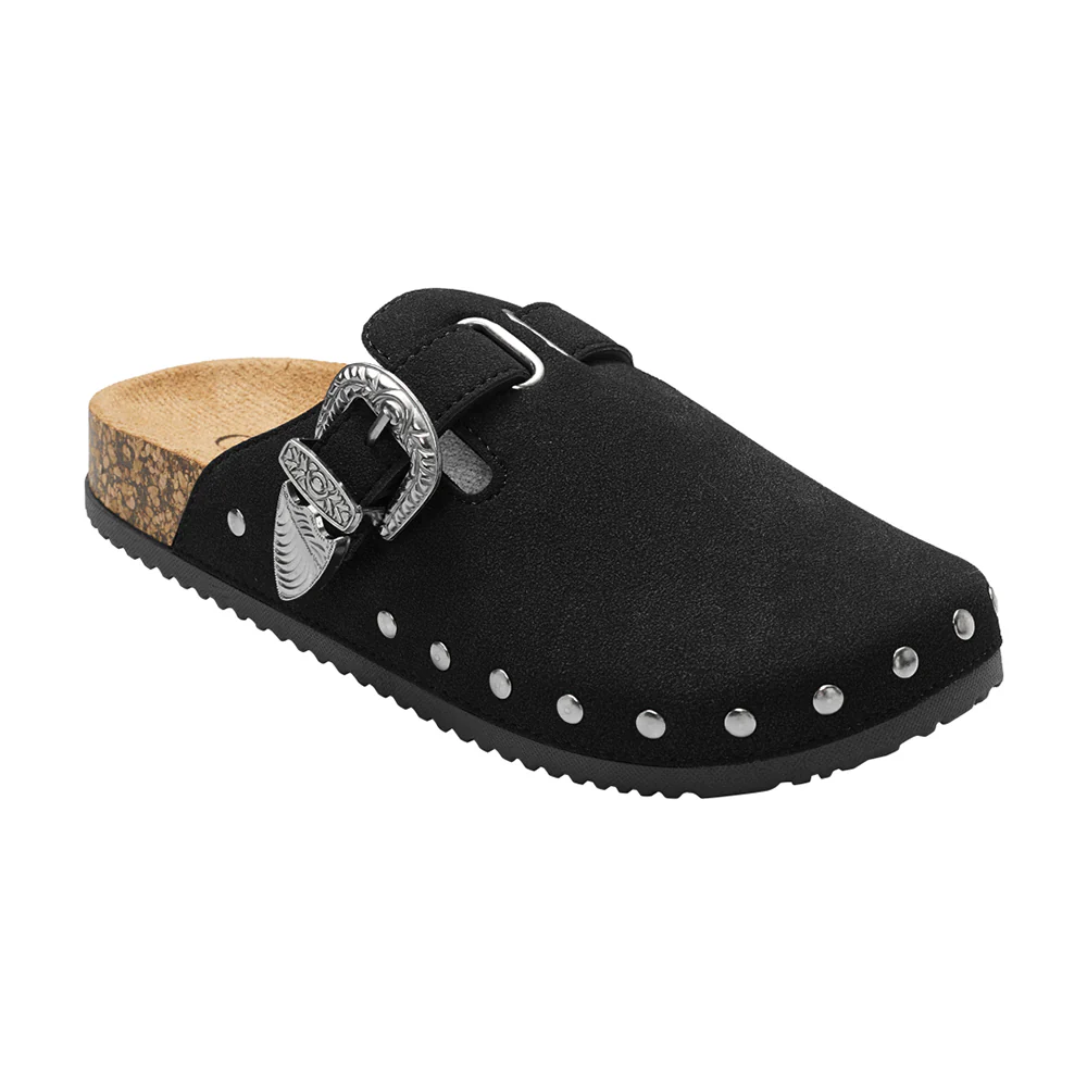 Closed-Toe Slip-On Mules Sandals - Black Studded - Image 6