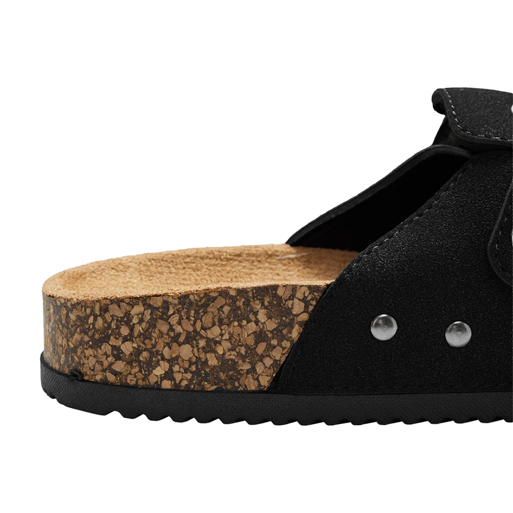 Closed-Toe Slip-On Mules Sandals - Black Studded - Image 8