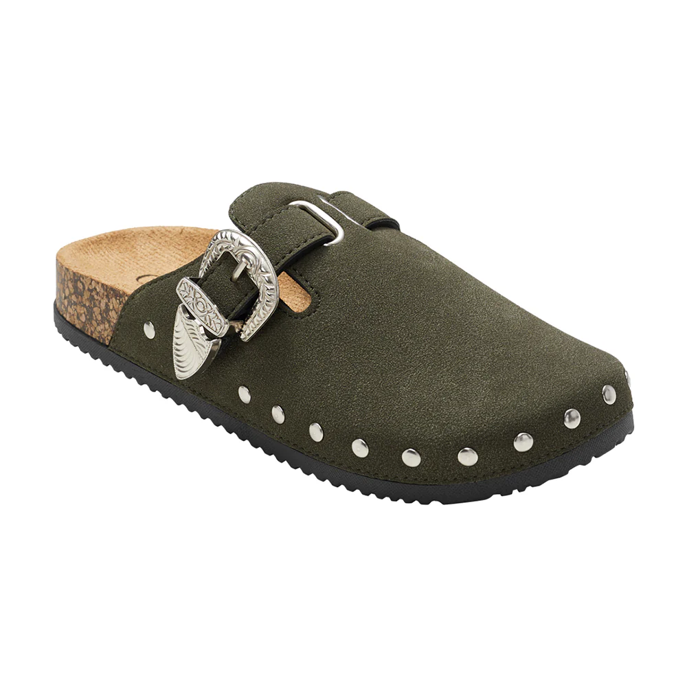 Closed-Toe Slip-On Mules Sandals - Dark Green - Image 6