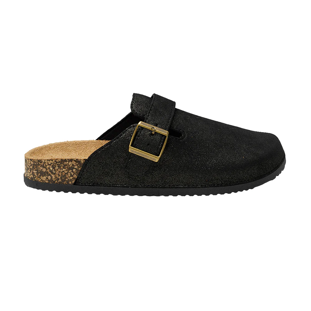 Closed-Toe Slip-On Mules Sandals - Black Shimmer - Image 3