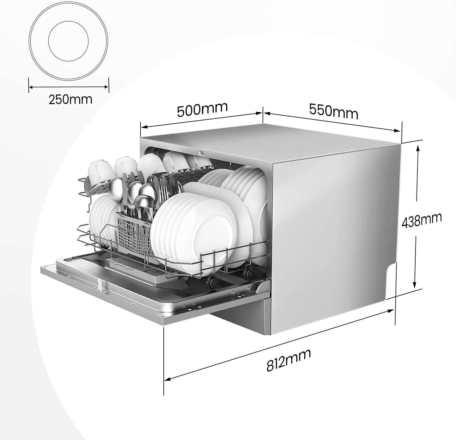 COMFEE 6.5L Freestanding Compact Dishwasher With LED Display - Image 4