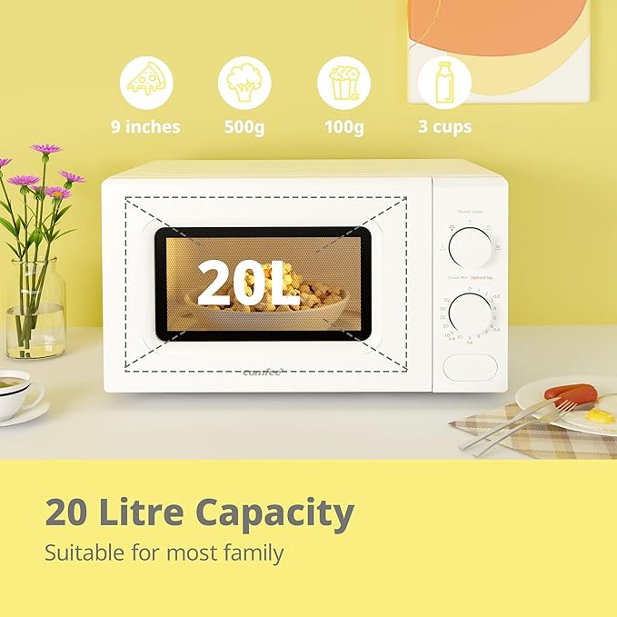 Comfee 700W 20L Countertop Microwave Oven with Dual Knob - Image 2