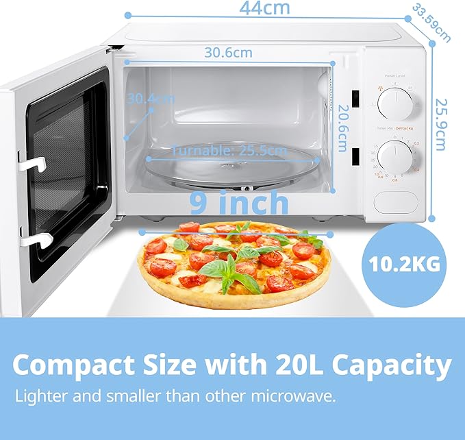 Comfee 700W 20L Countertop Microwave Oven with Dual Knob - Image 5
