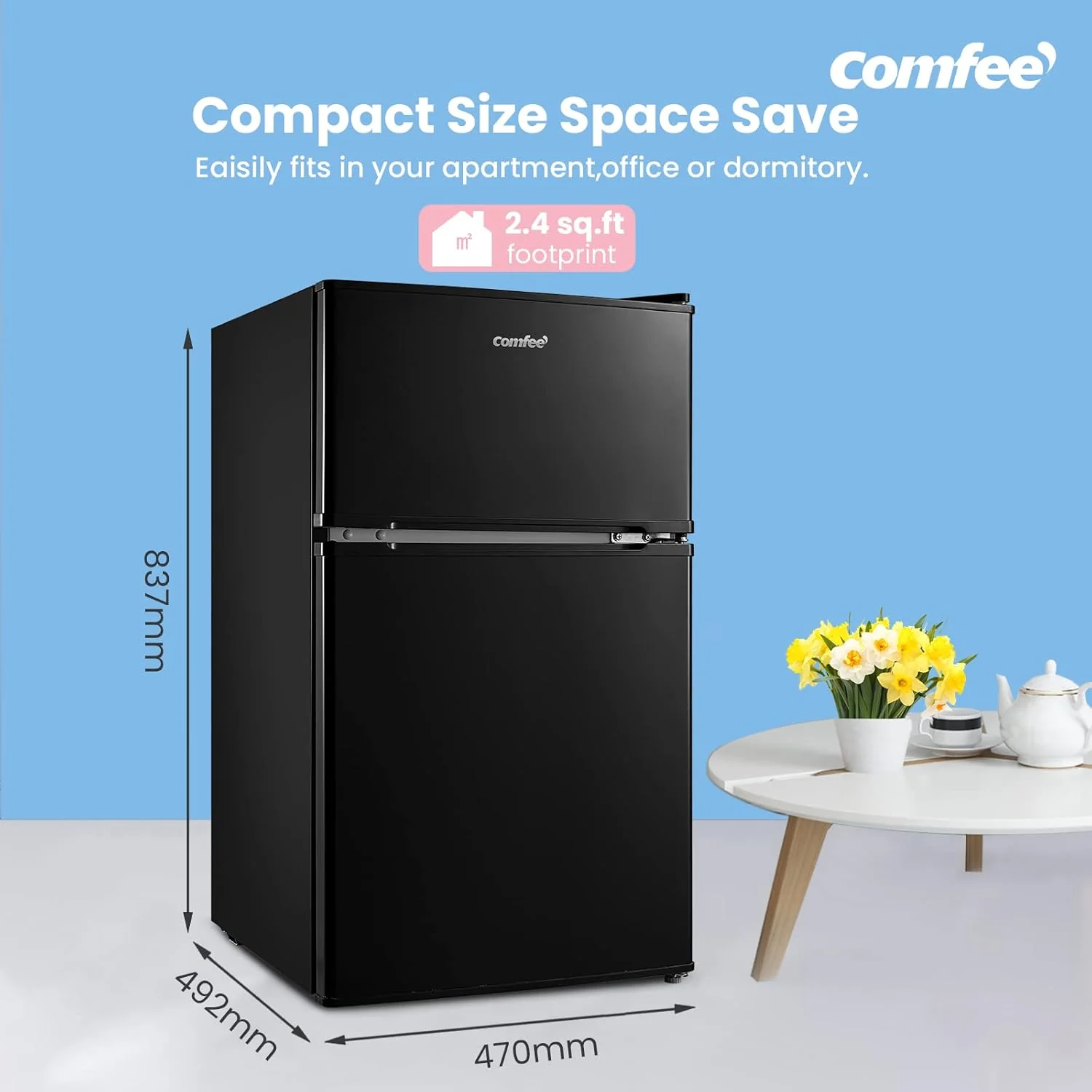 COMFEE 87L Under Counter Fridge Freezer - Image 2