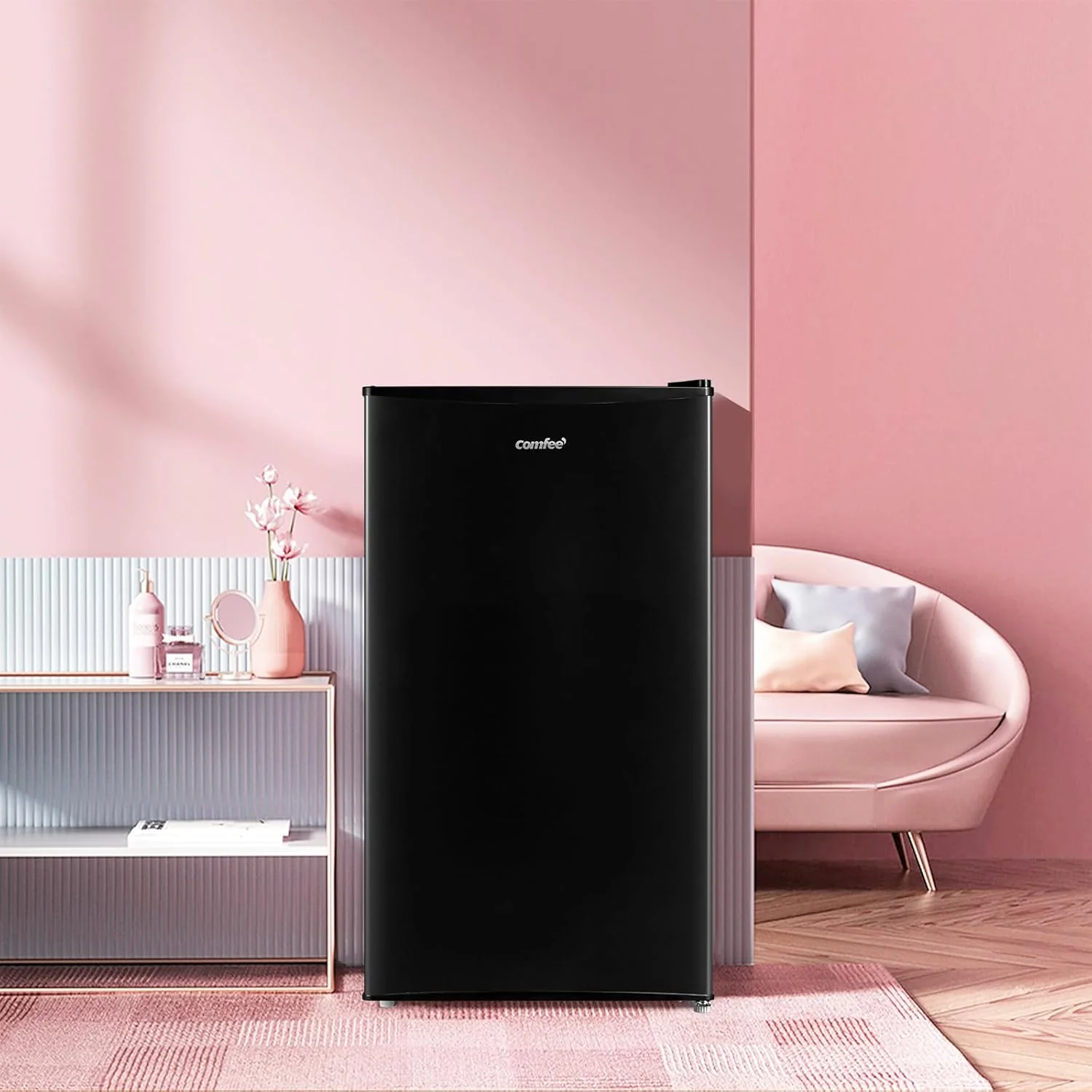 Comfee Black 93L Under Counter Fridge with 3 Glass Shelves