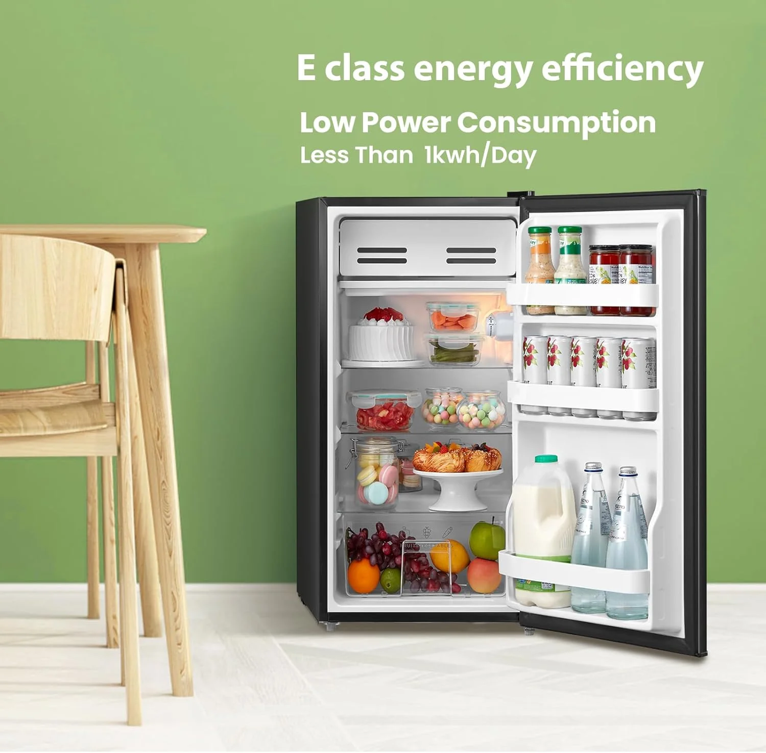 Comfee Black 93L Under Counter Fridge with 3 Glass Shelves - Image 2