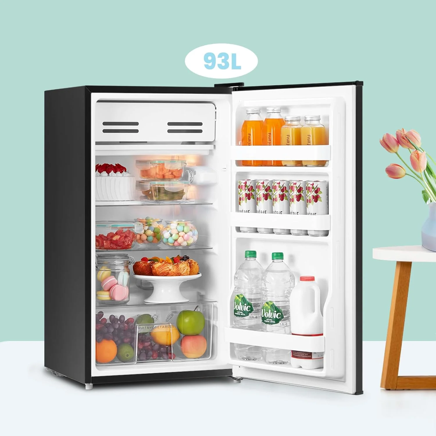 Comfee Black 93L Under Counter Fridge with 3 Glass Shelves - Image 3