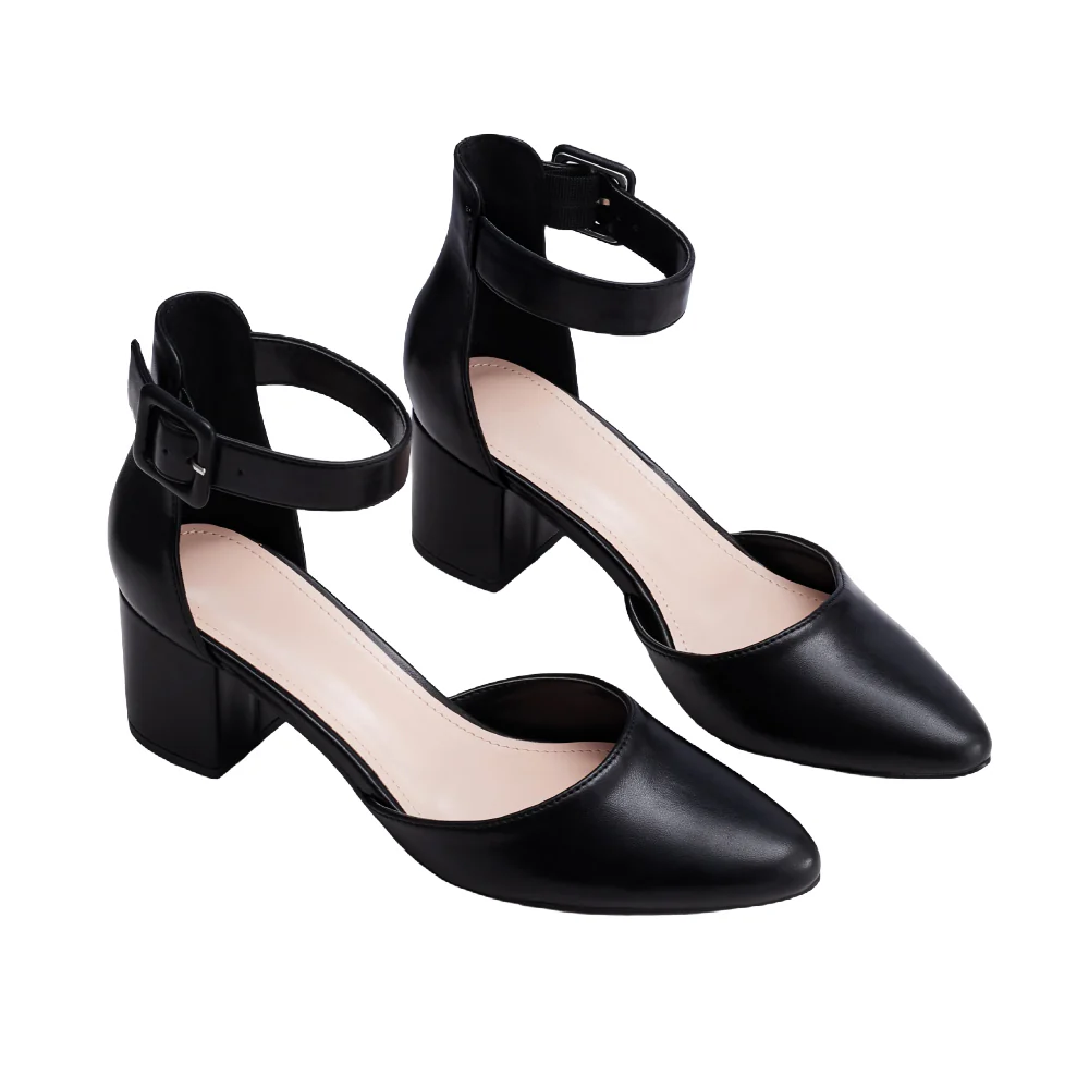 Comfortable Closed Toe Block Heels Pumps - Image 3