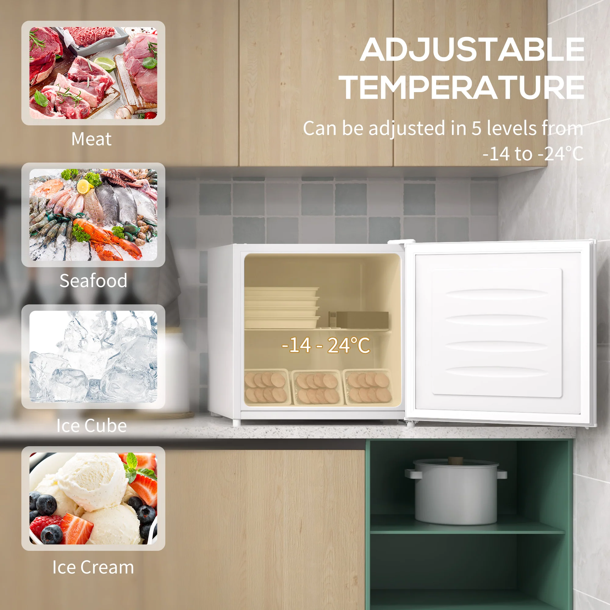 Compact Mini Freezer Small Freezer With Reversible Door For Bedrooms White - Image 3