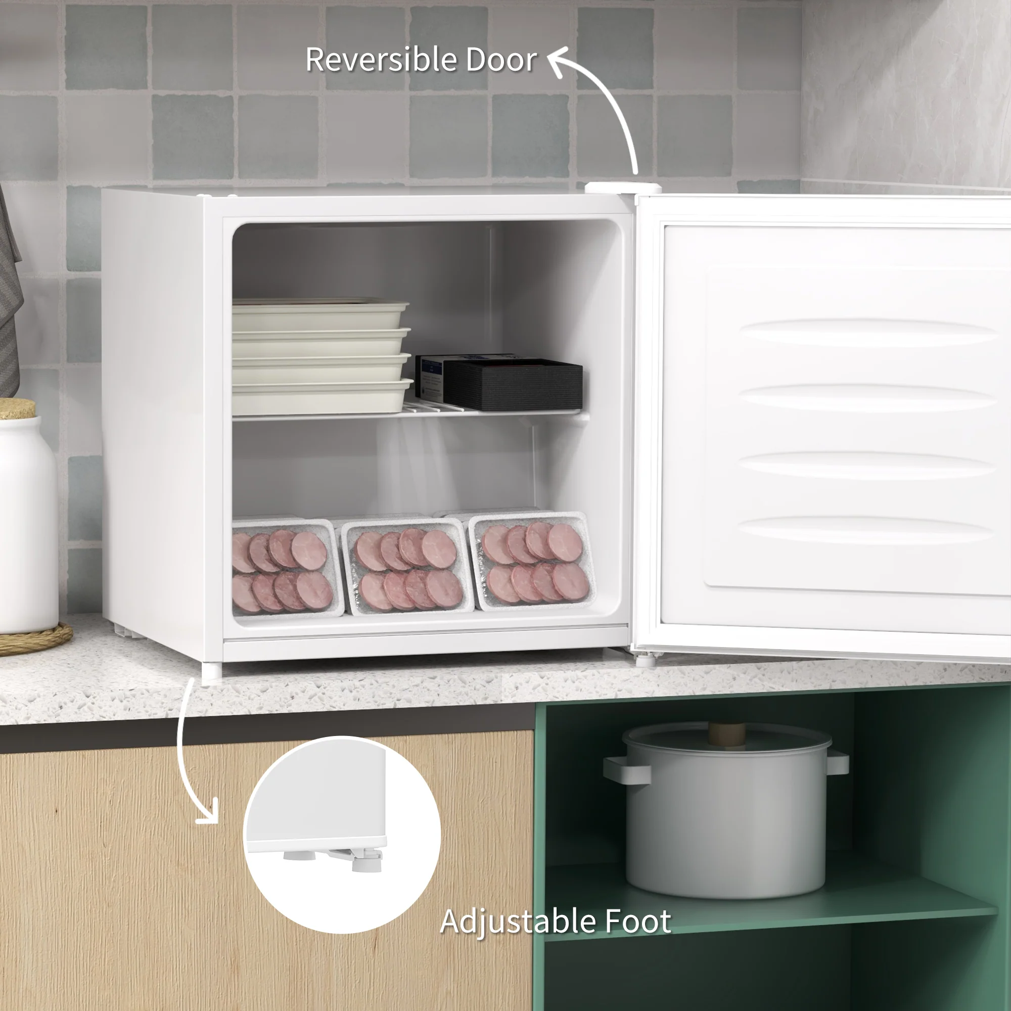 Compact Mini Freezer Small Freezer With Reversible Door For Bedrooms White - Image 6