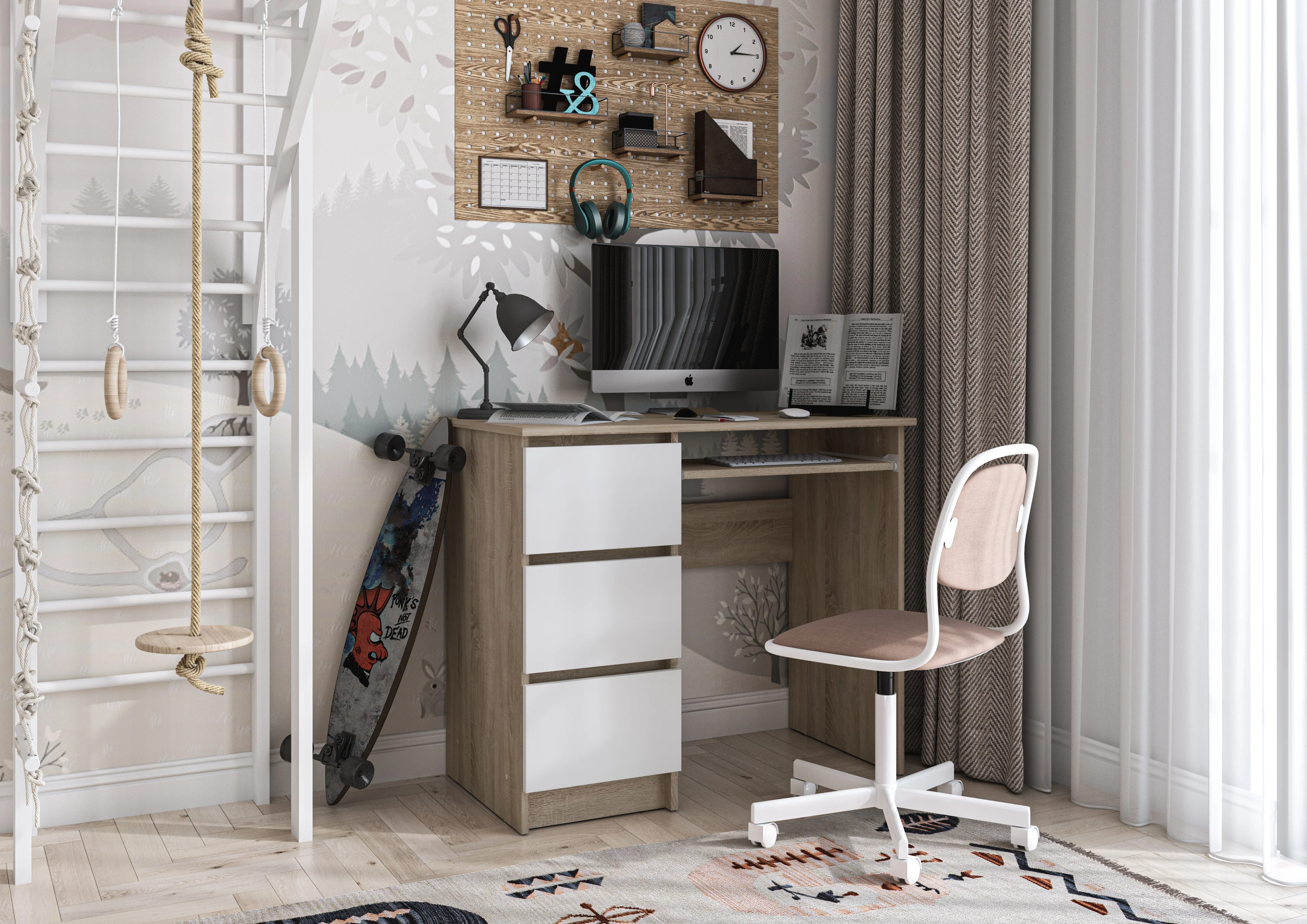 Computer Desk  Shefa Line Cina Sonoma Oak/White - Image 5