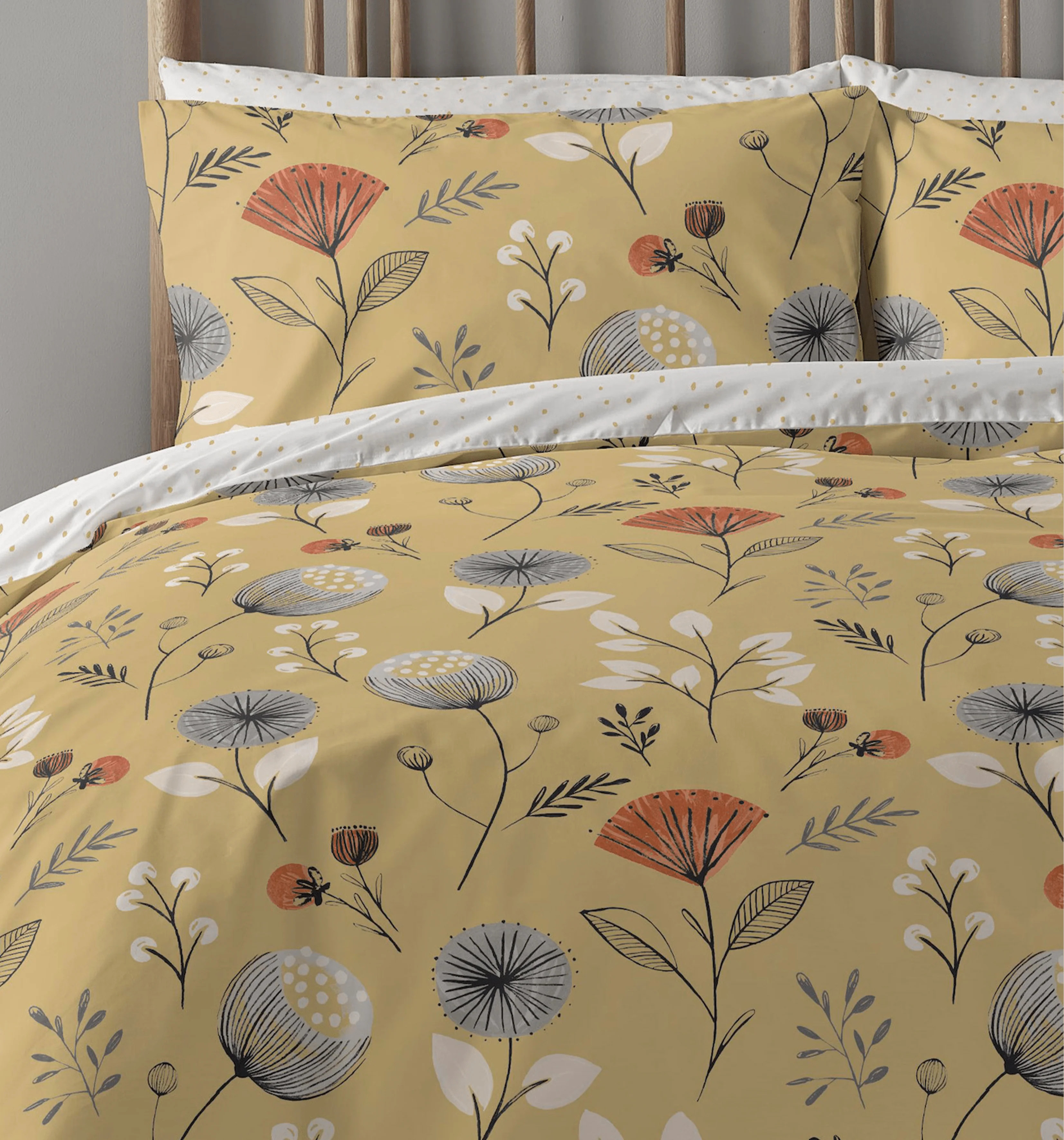 Copenhagen Home Olia Reversible Double Duvet Cover Set With Pillowcases - Ochre - Image 3