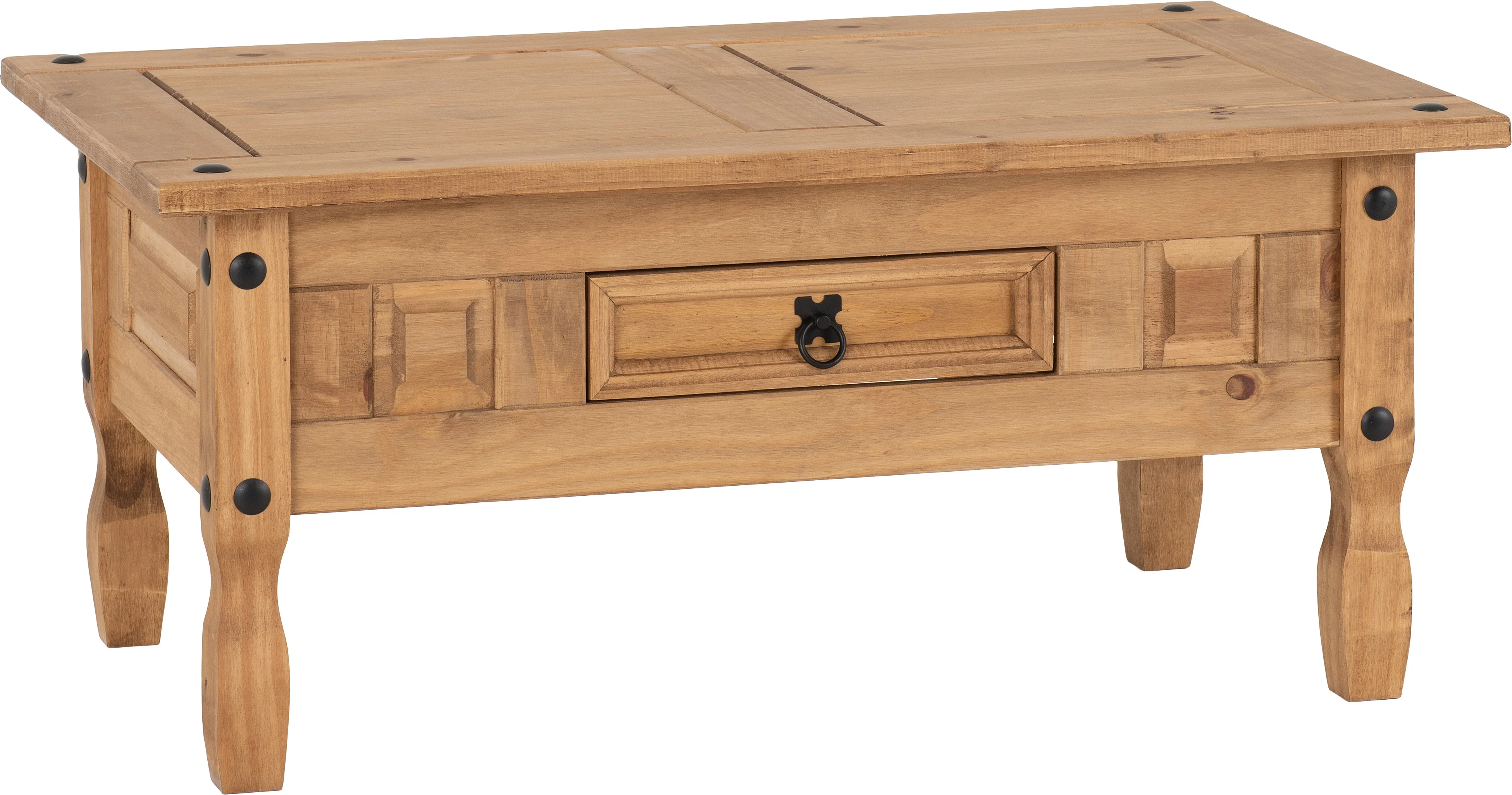 CORONA 1 DRAWER COFFEE TABLE - DISTRESSED WAXED PINE