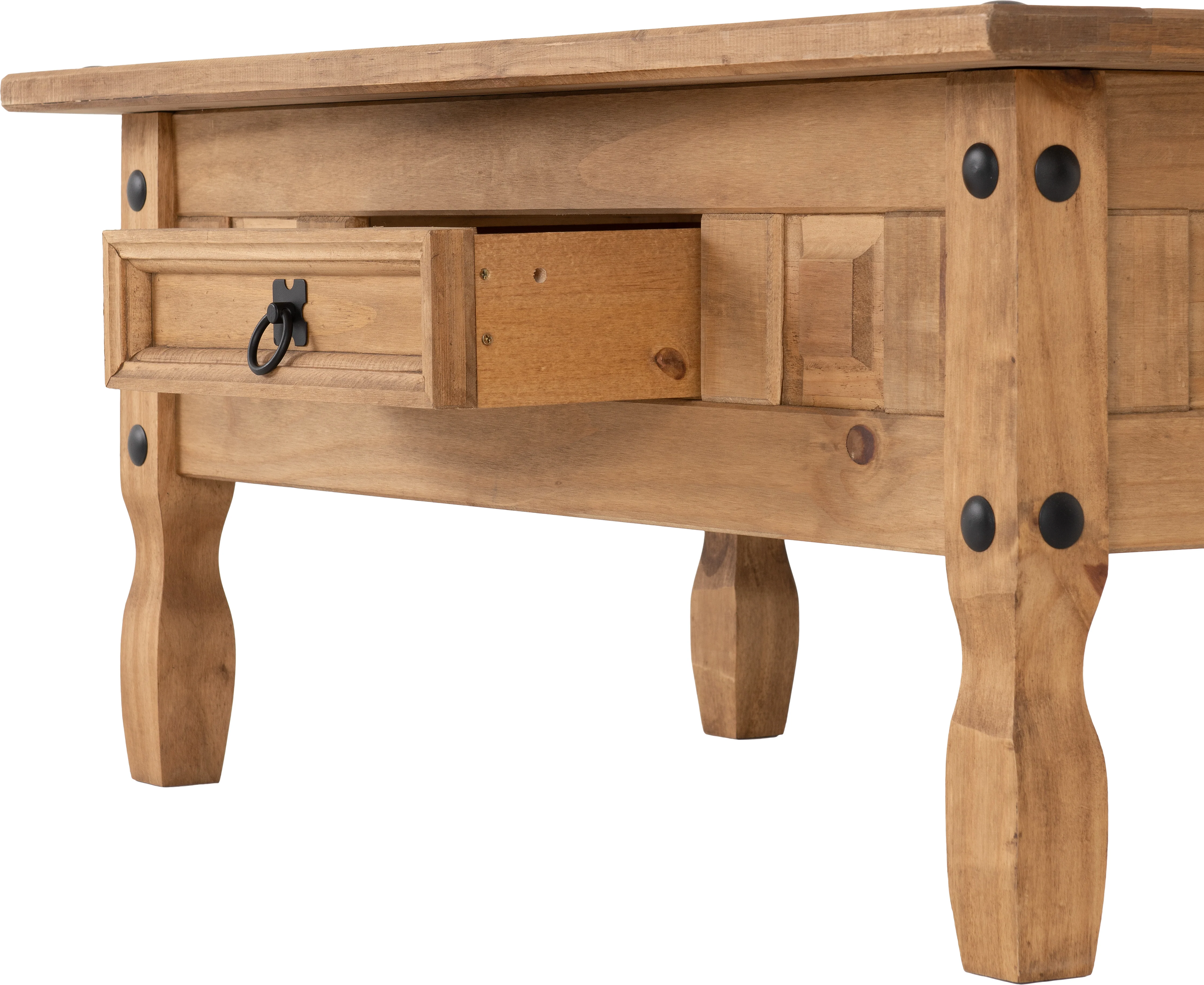CORONA 1 DRAWER COFFEE TABLE - DISTRESSED WAXED PINE - Image 6