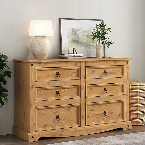 CORONA 6 DRAWER CHEST - DISTRESSED WAXED PINE - Image 7