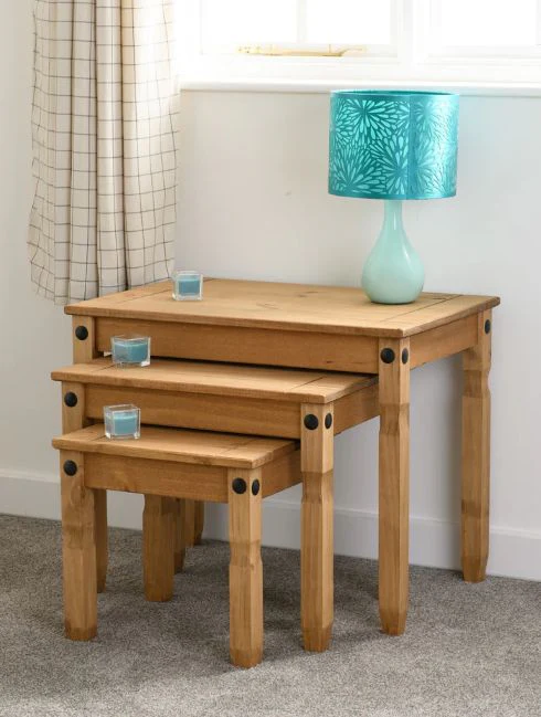 CORONA NEST OF TABLES - DISTRESSED WAXED PINE - Image 8