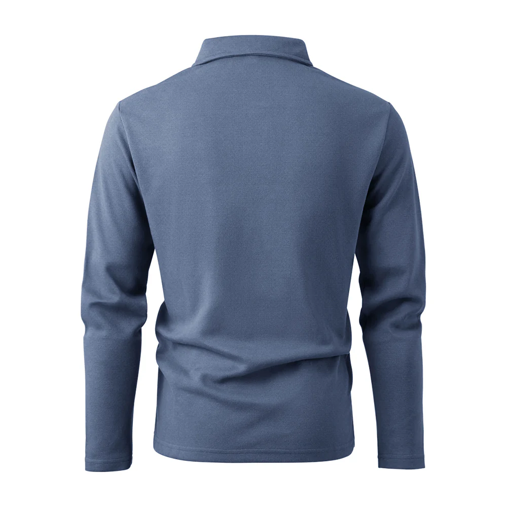 Cotton Long Sleeve Polo T-Shirt - Image 3