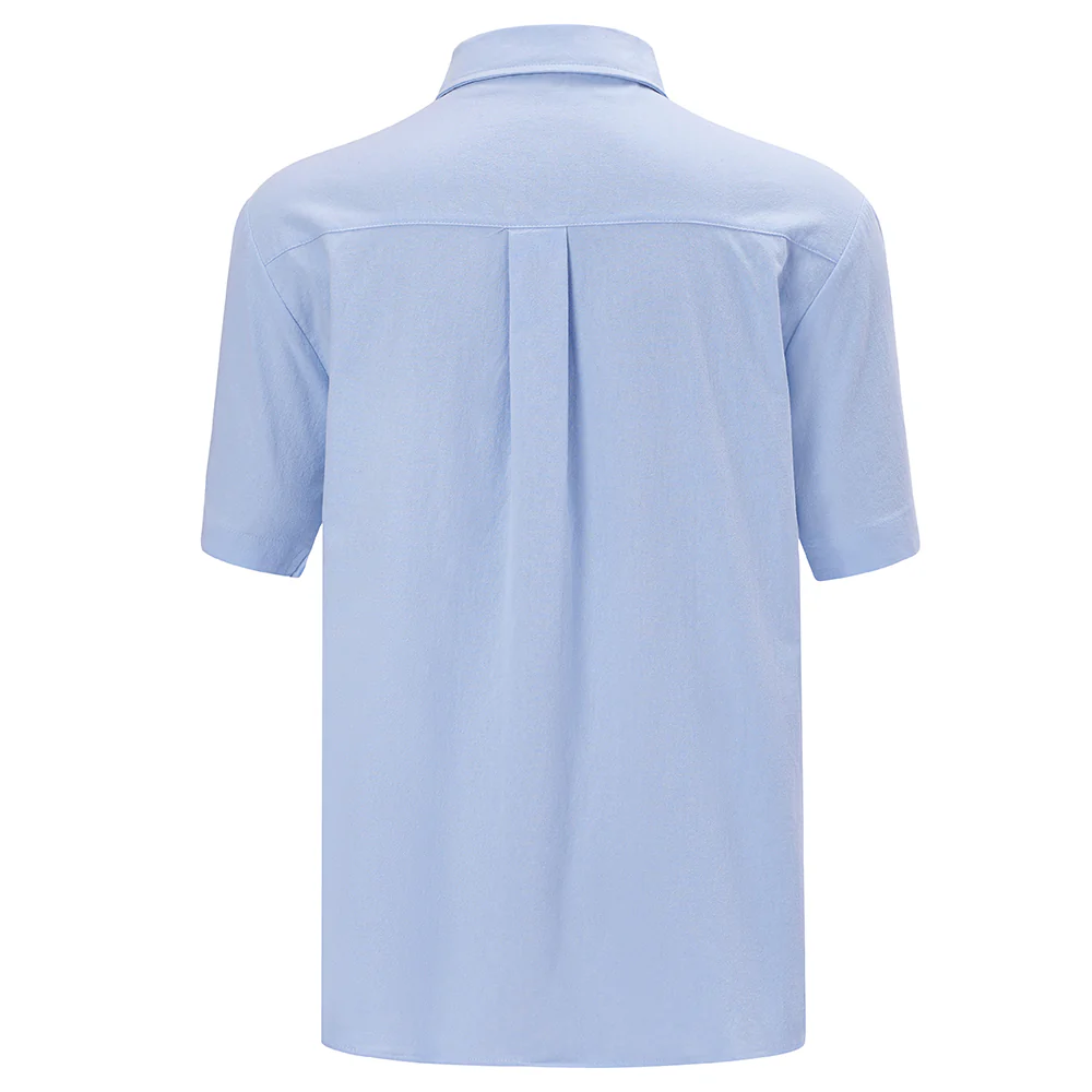 Cotton Short-sleeve Shirt - Blue - Image 4